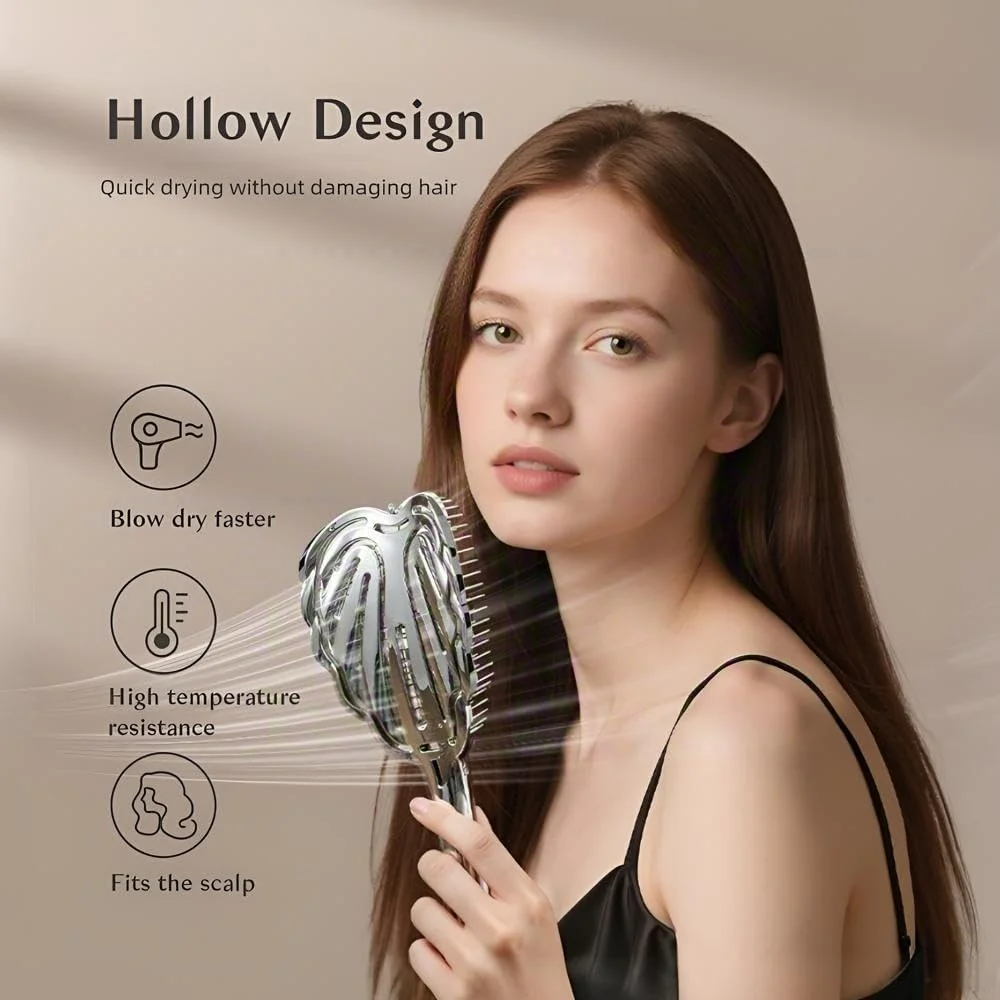 برس موی فر Strailine Bounce، برس موی خیس، شانه حالت دهنده، برس فر باز کننده گره (نقره ای)