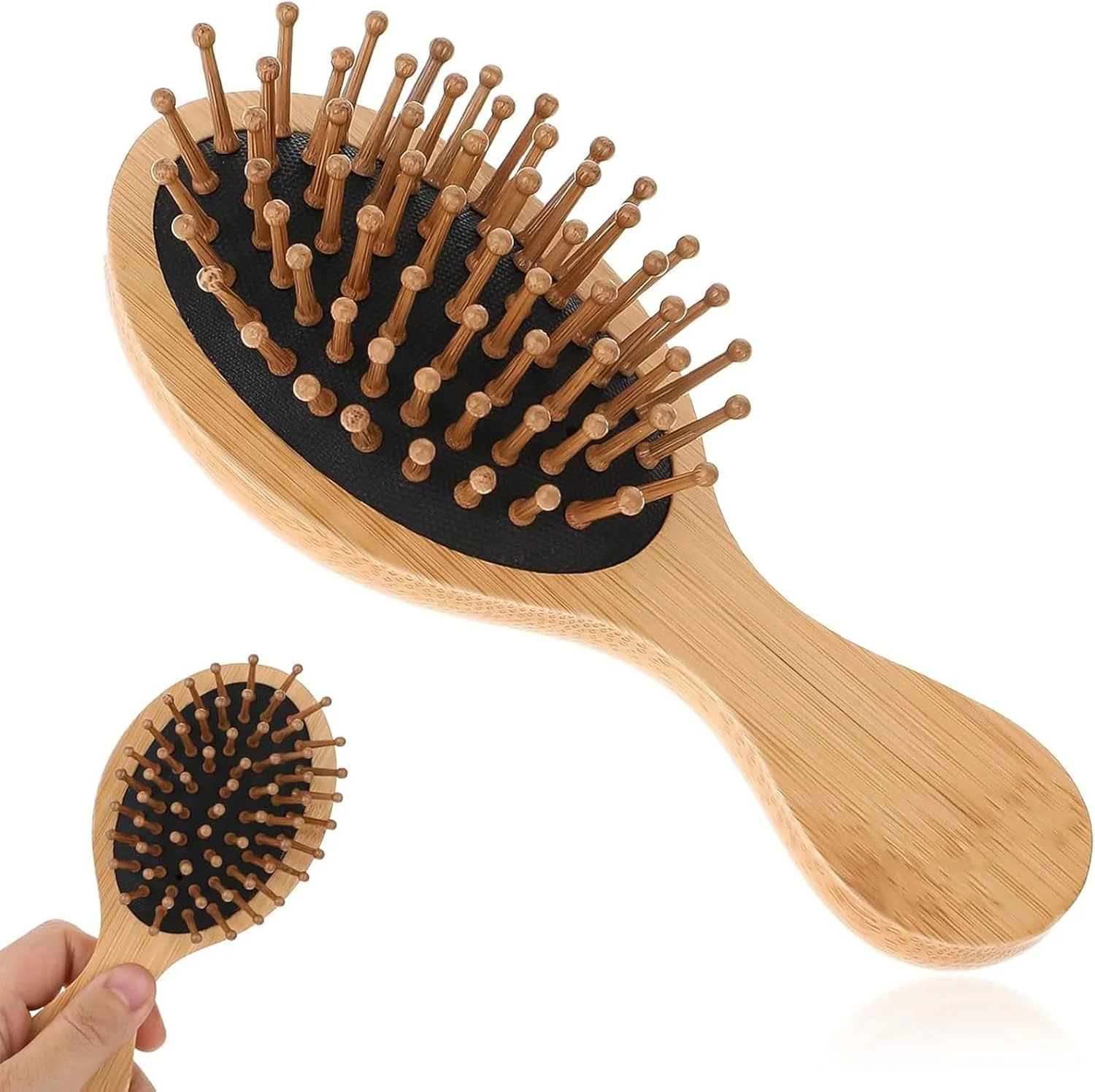 برس موی بامبو مینی، شانه گره باز کن قابل حمل، برس پارویی مناسب مسافرت، ماساژور ضد الکتریسیته ساکن پوست سر، شانه بالشتک هوا برای موهای ضخیم، نازک، فر، مرطوب برس موی بامبو مینی، شانه گره باز کن قابل حمل، برس پارویی مناسب مسافرت، ماساژور ضد الکتریسیته ساکن پوست سر، شانه بالشتک هوا برای موهای ضخیم، نازک، فر، مرطوب