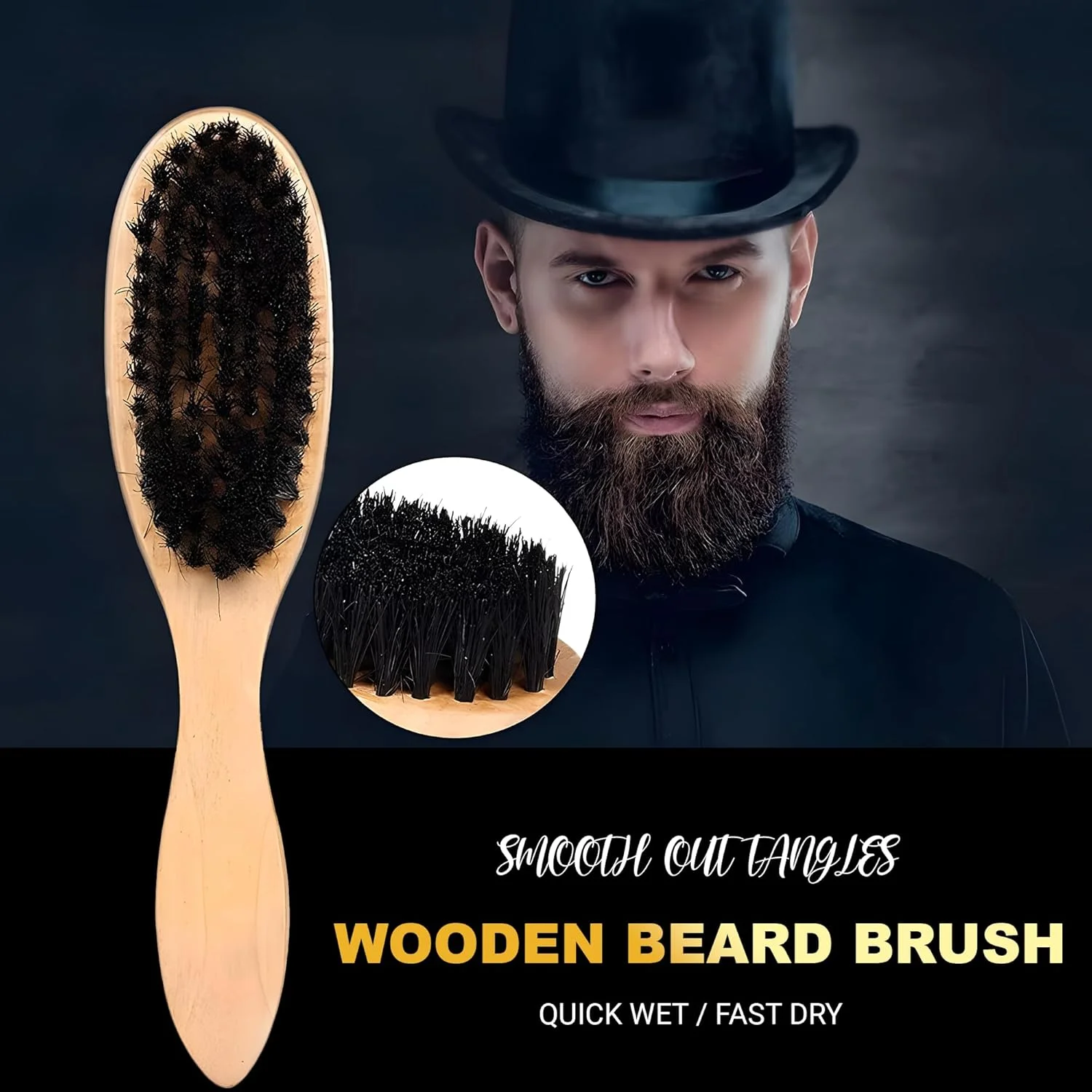 Mirwaa Beauty Wooden Hair Brush for Men and Women - Beechwood Wet Hair Brush For Detangling And Smoothing Medium To Long Hair, Bangs, Beard, Reducing Hair Breakage Adding Shine (Nature Wood)