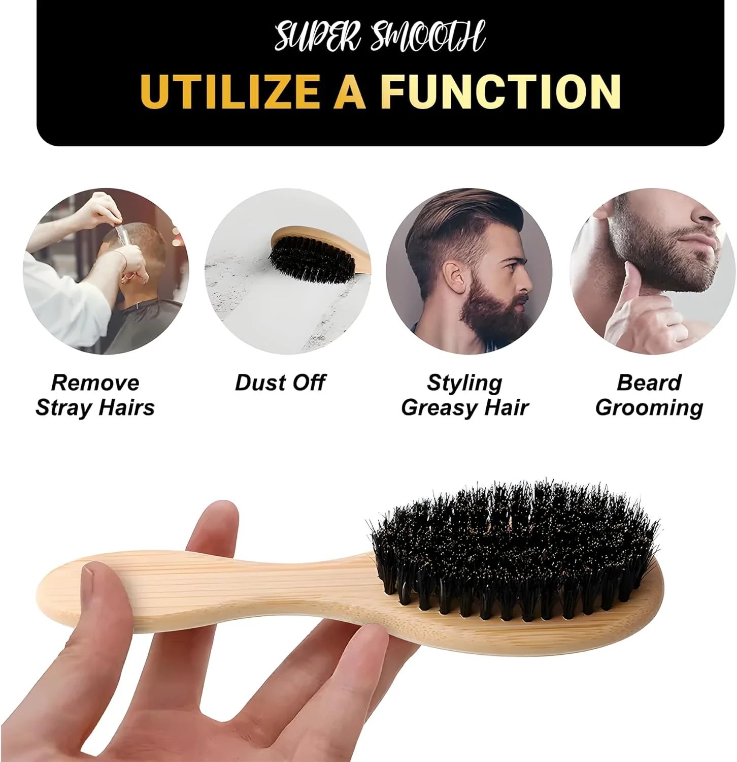 Mirwaa Beauty Wooden Hair Brush for Men and Women - Beechwood Wet Hair Brush For Detangling And Smoothing Medium To Long Hair, Bangs, Beard, Reducing Hair Breakage Adding Shine (Nature Wood)