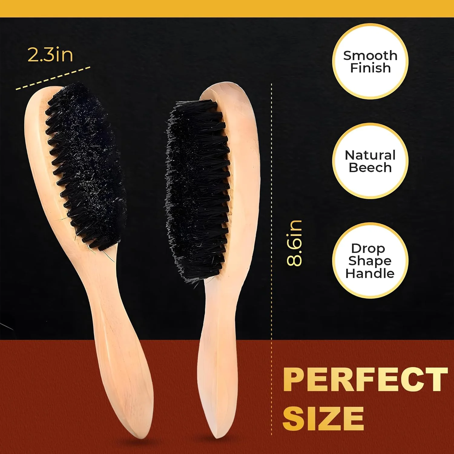 Mirwaa Beauty Wooden Hair Brush for Men and Women - Beechwood Wet Hair Brush For Detangling And Smoothing Medium To Long Hair, Bangs, Beard, Reducing Hair Breakage Adding Shine (Nature Wood)