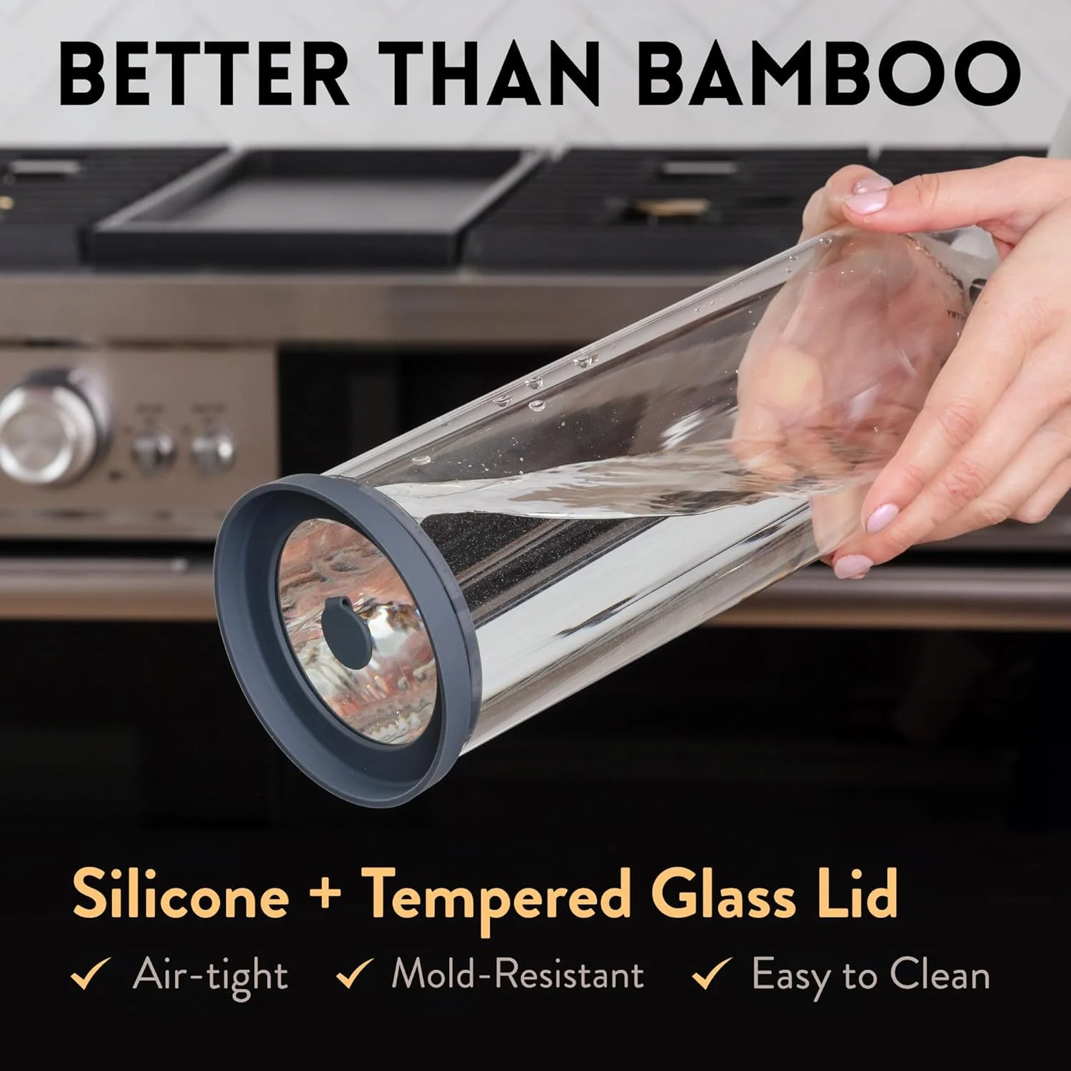 ظرف اسپاگتی با درب های محکم - ظروف شیشه ای با درب سیلیکونی محکم، ظروف نگهداری مواد غذایی برای پاستا به همراه ابزار اندازه گیری - ست 3 عددی