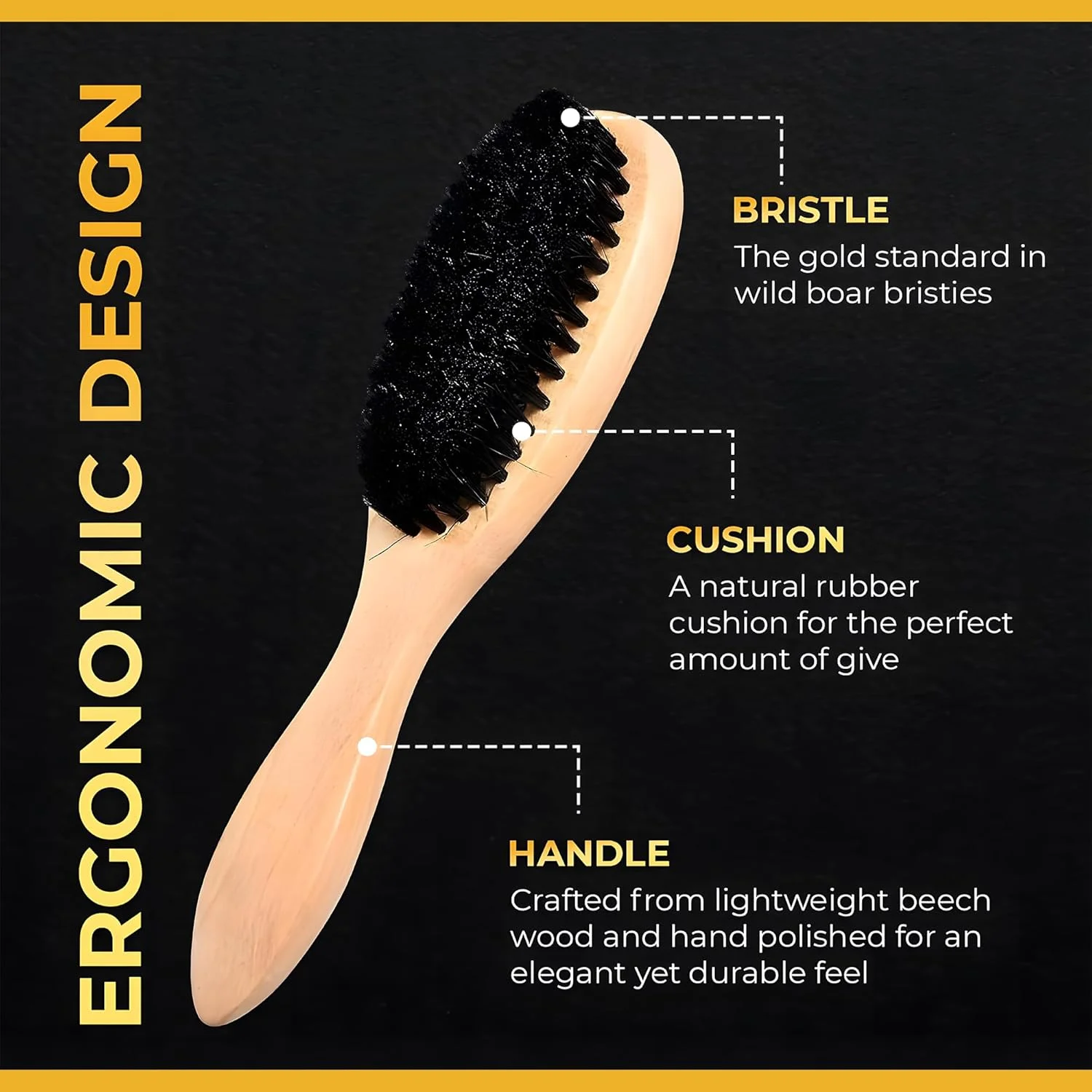 Mirwaa Beauty Wooden Hair Brush for Men and Women - Beechwood Wet Hair Brush For Detangling And Smoothing Medium To Long Hair, Bangs, Beard, Reducing Hair Breakage Adding Shine (Nature Wood)