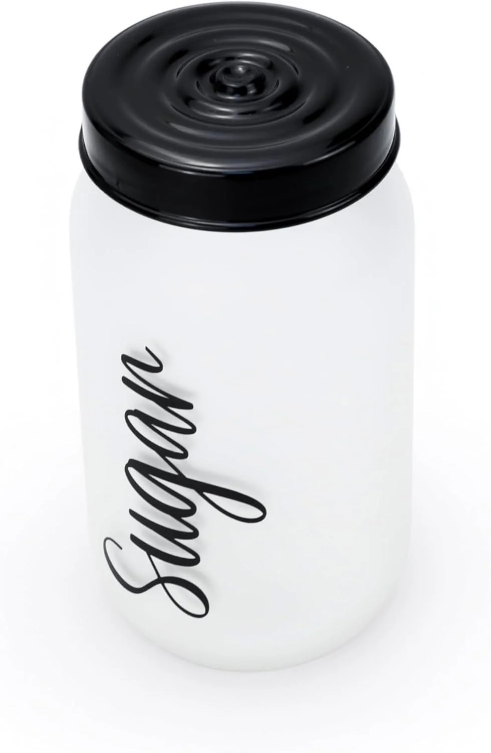 شیشه تزئینی یک لیتری سولمازر هروین - شکرپاش شیشه ای رنگ شده با رنگ یخی سفید شیک برای طراوت و ظرافت