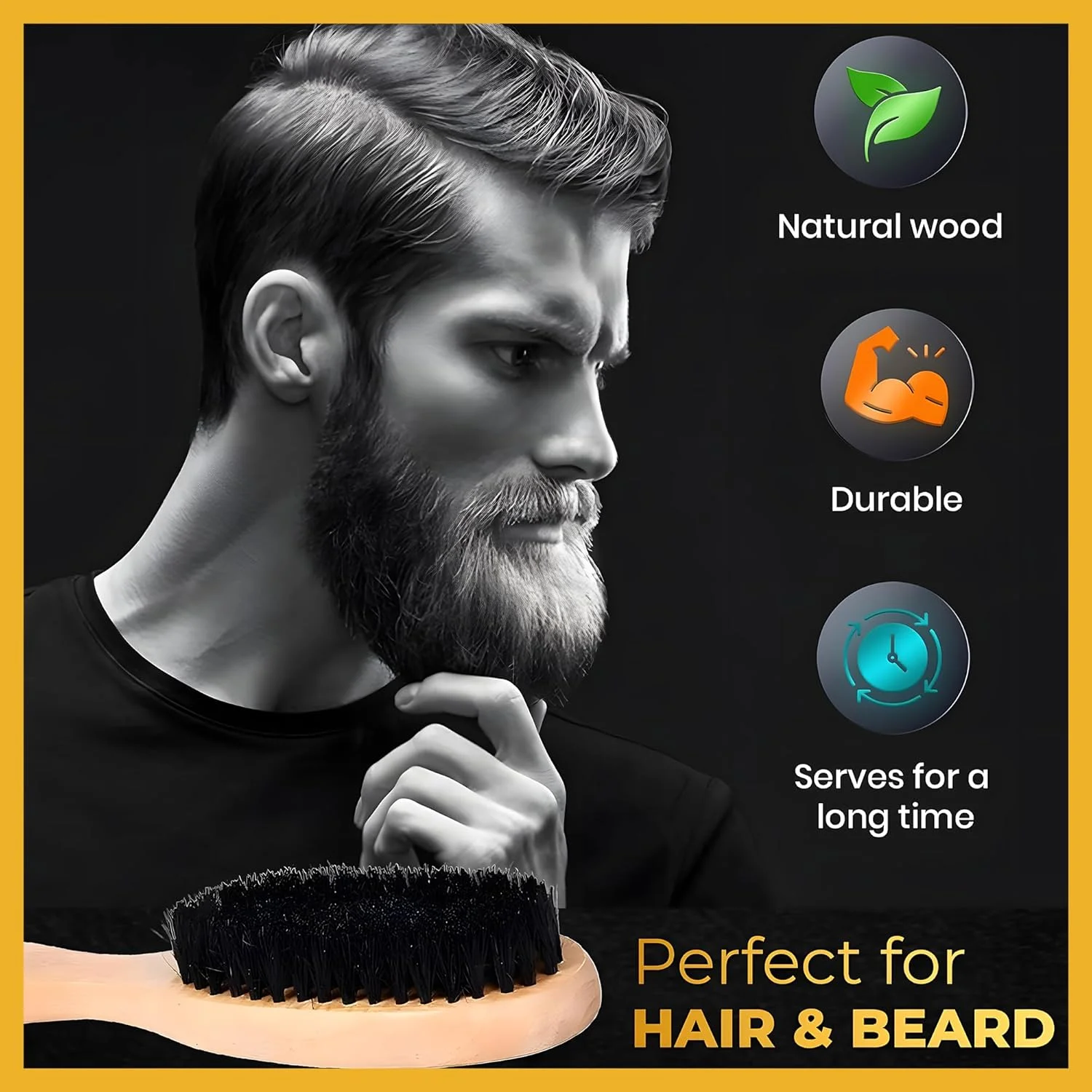Mirwaa Beauty Wooden Hair Brush for Men and Women - Beechwood Wet Hair Brush For Detangling And Smoothing Medium To Long Hair, Bangs, Beard, Reducing Hair Breakage Adding Shine (Nature Wood)