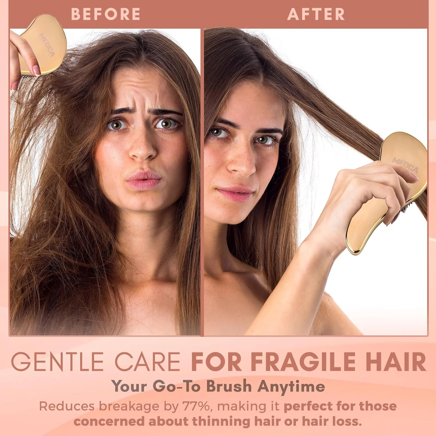 برس های باز کننده گره مو MEDca - ست برس باز کننده گره - برس صاف کننده مو بدون درد که گره ها را باز می کند و موها را صاف، براق و نرم می کند (رزگلد و نقره ای) برس های باز کننده گره مو MEDca - ست برس باز کننده گره - برس صاف کننده مو بدون درد که گره ها را باز می کند و موها را صاف، براق و نرم می کند (رزگلد و نقره ای)