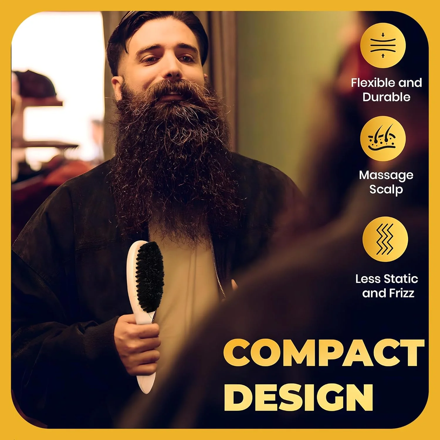 Mirwaa Beauty Wooden Hair Brush for Men and Women - Beechwood Wet Hair Brush For Detangling And Smoothing Medium To Long Hair, Bangs, Beard, Reducing Hair Breakage Adding Shine (Nature Wood)