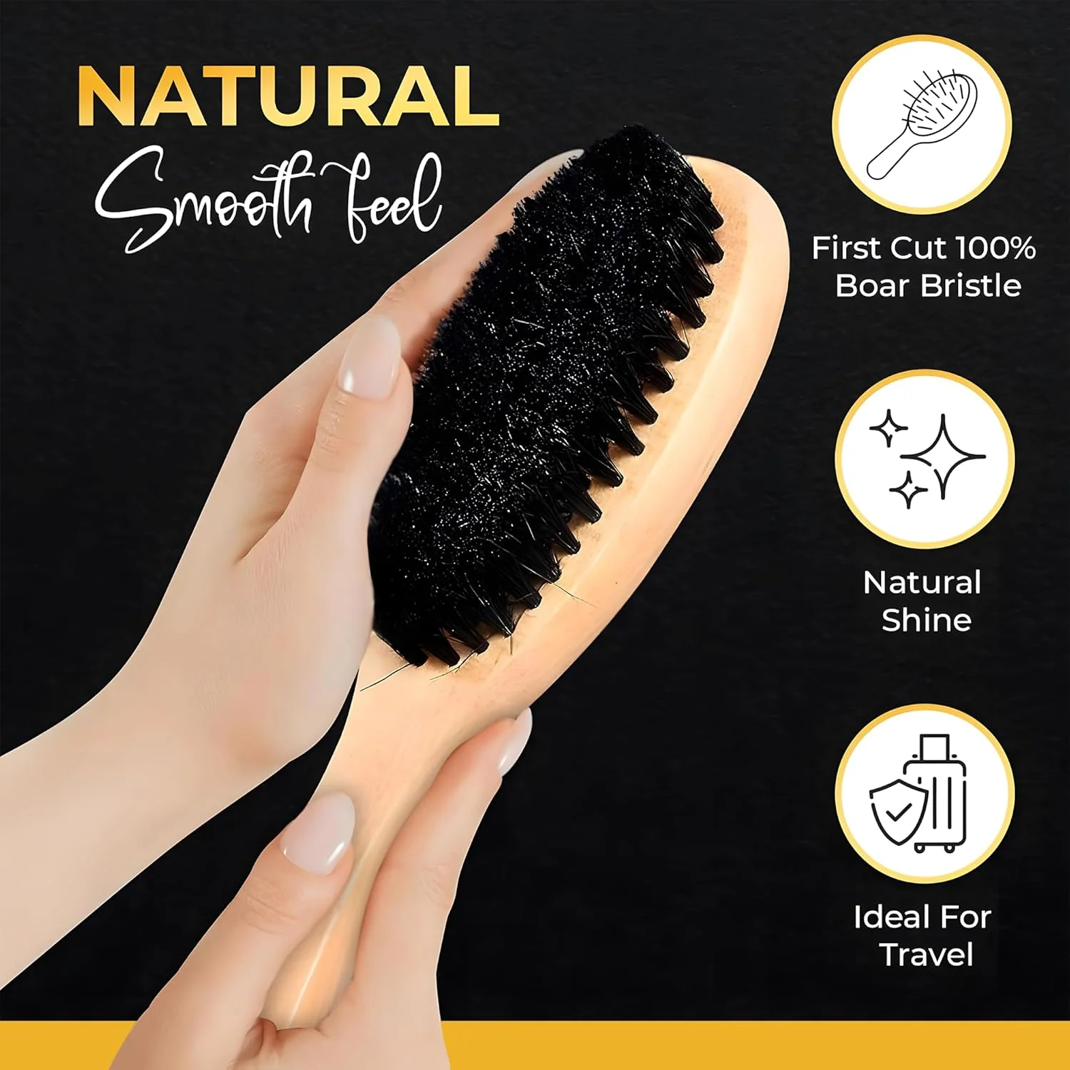 Mirwaa Beauty Wooden Hair Brush for Men and Women - Beechwood Wet Hair Brush For Detangling And Smoothing Medium To Long Hair, Bangs, Beard, Reducing Hair Breakage Adding Shine (Nature Wood)