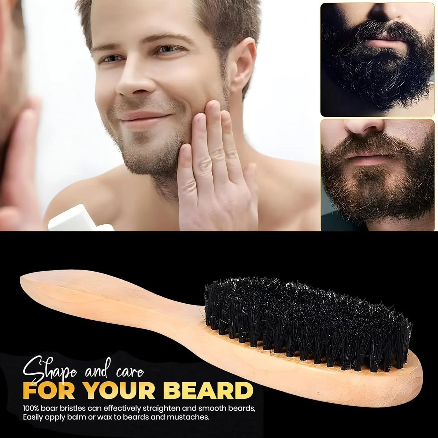 Mirwaa Beauty Wooden Hair Brush for Men and Women - Beechwood Wet Hair Brush For Detangling And Smoothing Medium To Long Hair, Bangs, Beard, Reducing Hair Breakage Adding Shine (Nature Wood)