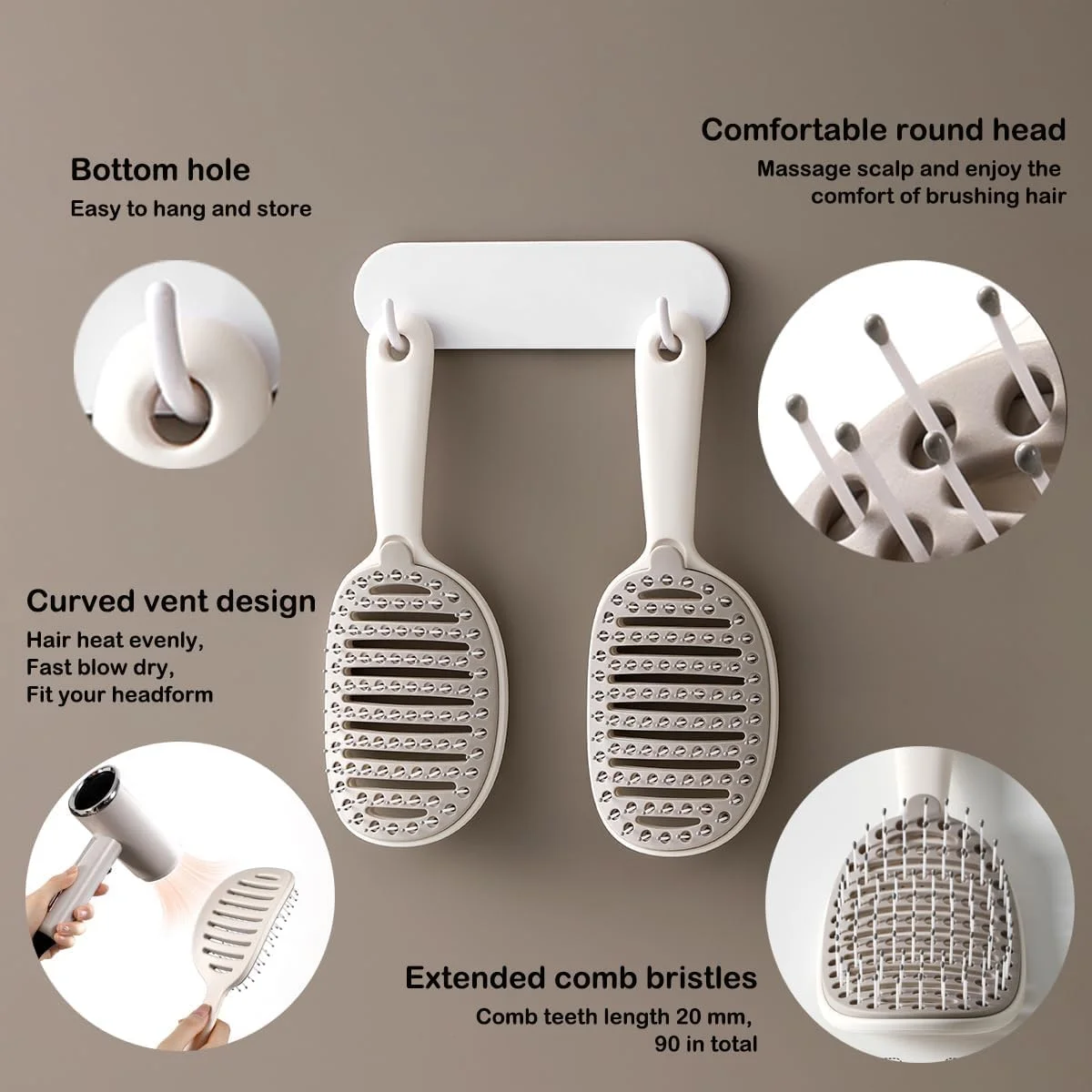 برس موی خود تمیز شونده LOVACA، برس منحنی و منفذ دار برای باز کردن گره مو با قابلیت حذف مو با یک کلیک، تمیز کردن آسان، خشک کردن سریعتر مو، برای استفاده موهای خیس و خشک، مناسب برای زنان، مردان و کودکان (سفید) برس موی خود تمیز شونده LOVACA، برس منحنی و منفذ دار برای باز کردن گره مو با قابلیت حذف مو با یک کلیک، تمیز کردن آسان، خشک کردن سریعتر مو، برای استفاده موهای خیس و خشک، مناسب برای زنان، مردان و کودکان (سفید)