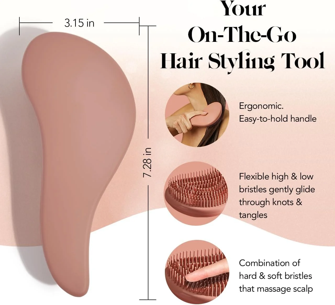 برس باز کننده گره مو کیچ، مناسب موهای فر یا صاف، موهای خیس و خشک، برس باز کننده گره با دندانه های انعطاف پذیر، برس مو برای زنان و مردان، بزرگسالان و کودکان، برای حمام و مسافرت - تراکوتا برس باز کننده گره مو کیچ، مناسب موهای فر یا صاف، موهای خیس و خشک، برس باز کننده گره با دندانه های انعطاف پذیر، برس مو برای زنان و مردان، بزرگسالان و کودکان، برای حمام و مسافرت - تراکوتا