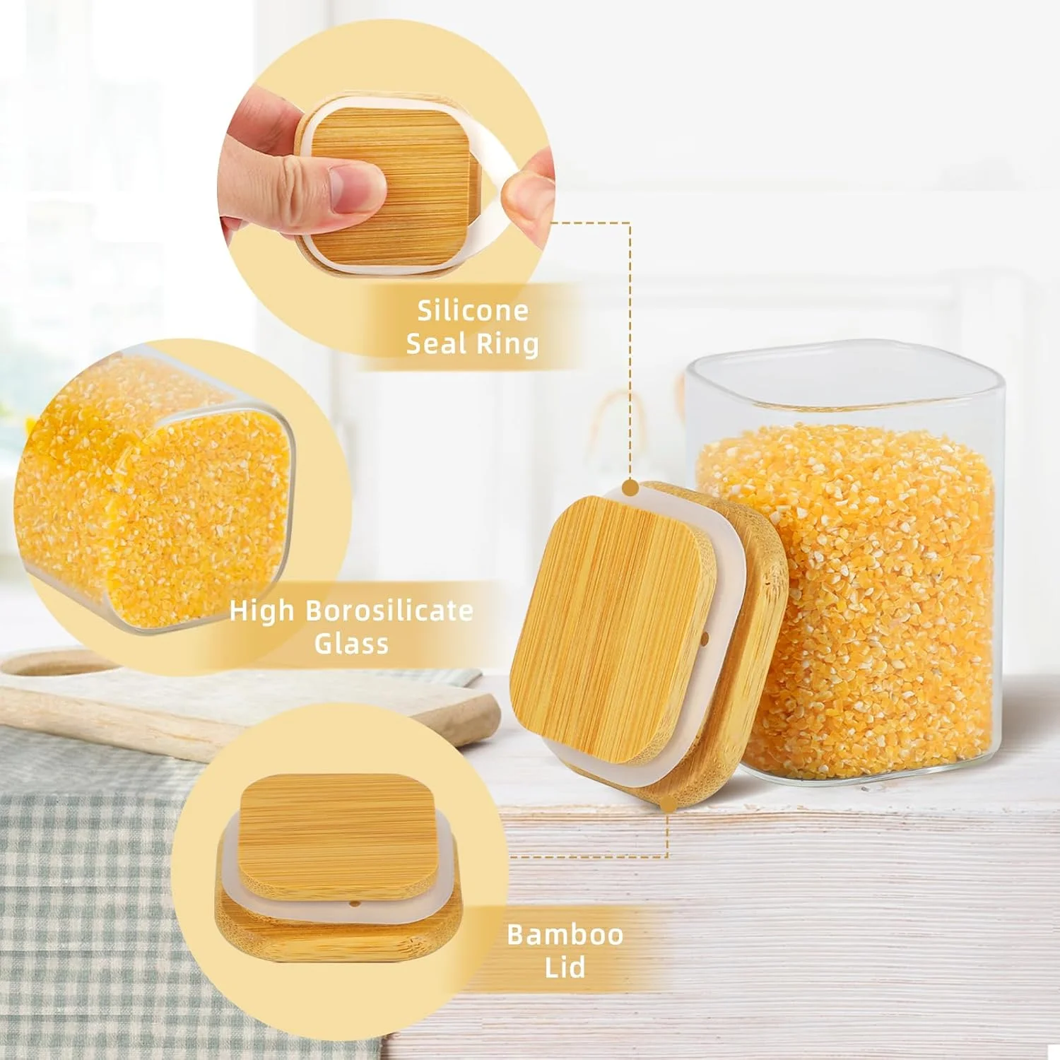 ست 12 عددی شیشه ادویه 240 میلی لیتری SKYLINK با درب بامبو، ظروف مربعی درب دار با 275 برچسب مشکی - ایده آل برای نگهداری در آشپزخانه، گیاهان، نمک، شکر، ادویه جات و نظم دهی به انبار