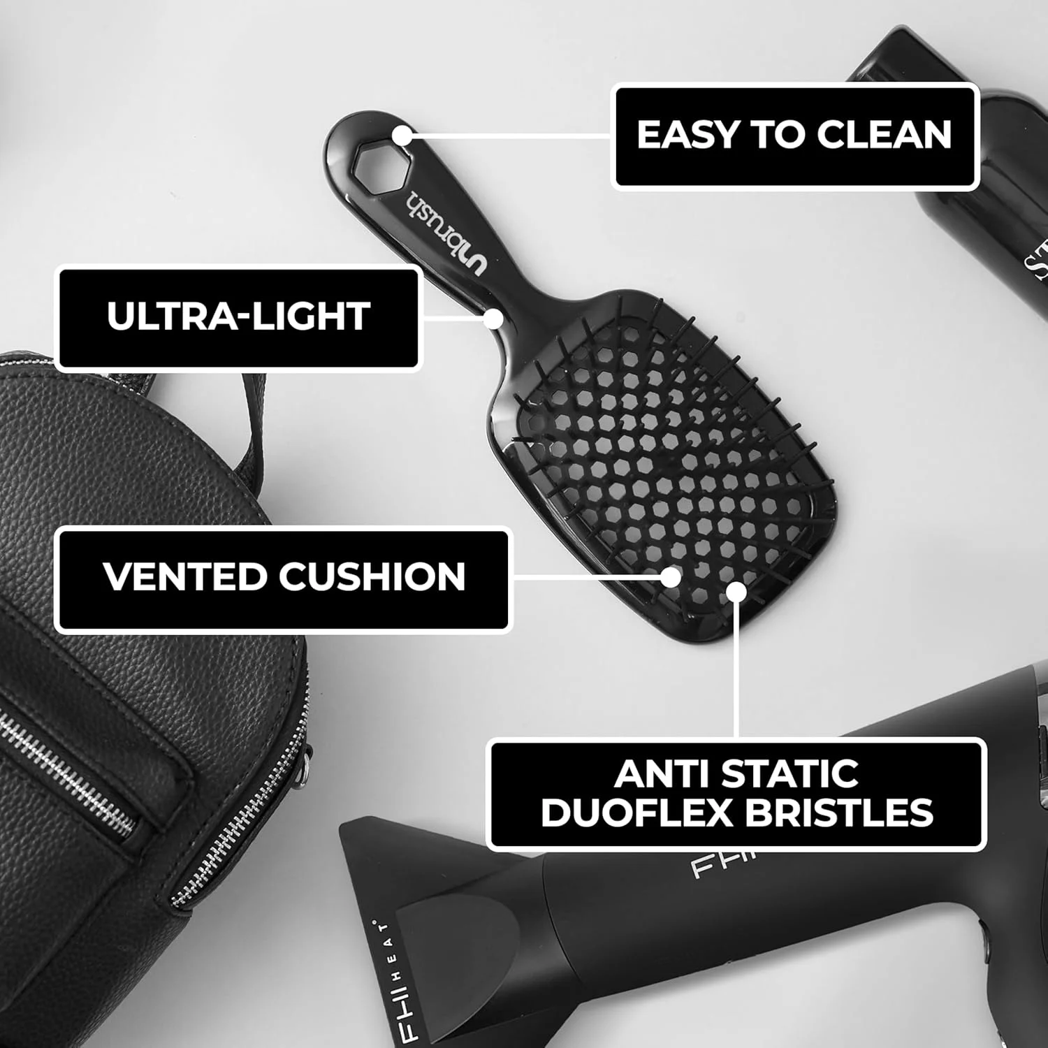 برس موی باز کننده گره مو خیس و خشک FHI HEAT Unbrush، مشکی