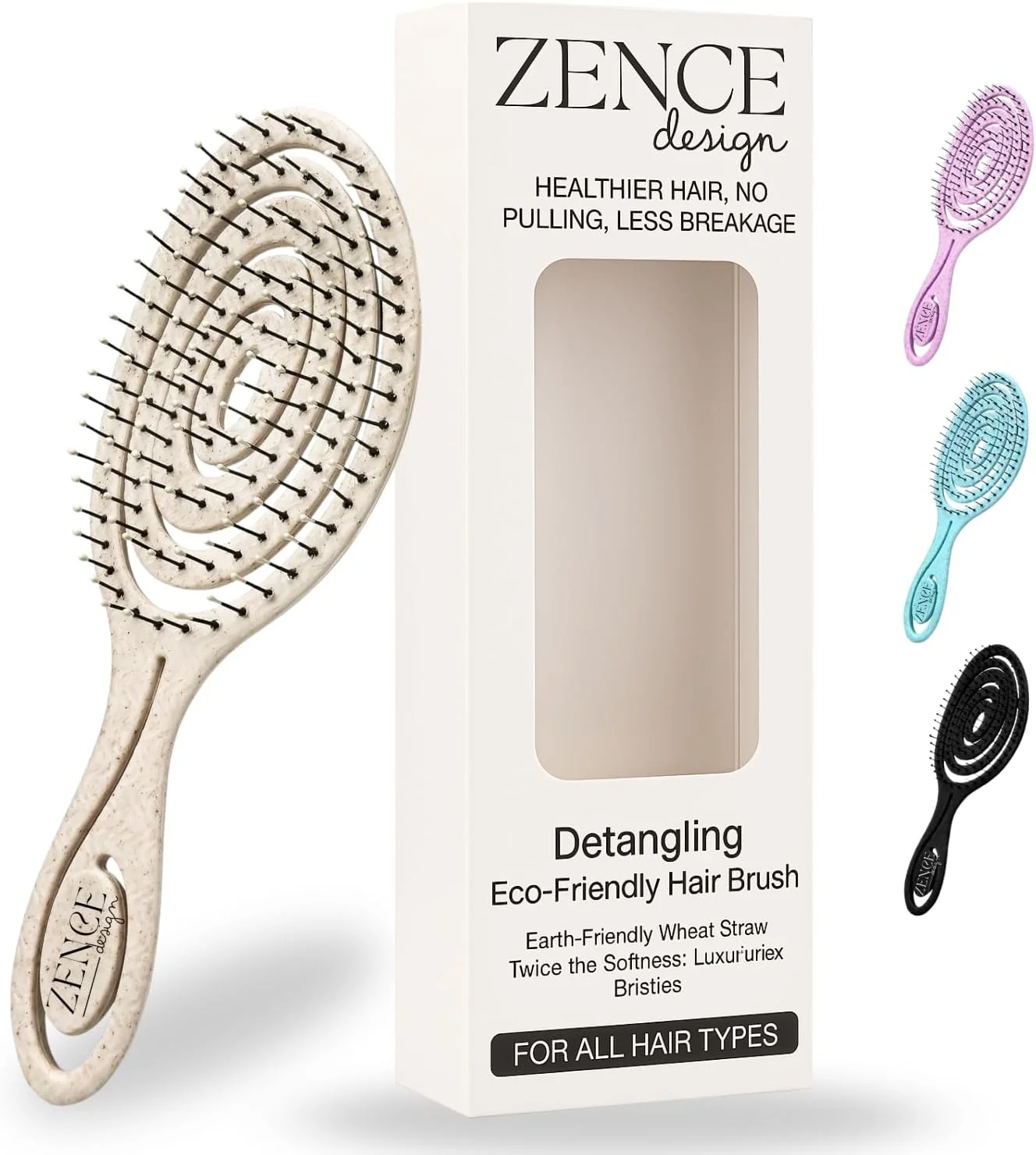 برس موی گره باز کن سازگار با محیط زیست برای زنان، مردان و کودکان - شانه موی ملایم و بدون گره برای موهای فر، صاف و خیس - بژ برس موی گره باز کن سازگار با محیط زیست برای زنان، مردان و کودکان - شانه موی ملایم و بدون گره برای موهای فر، صاف و خیس - بژ