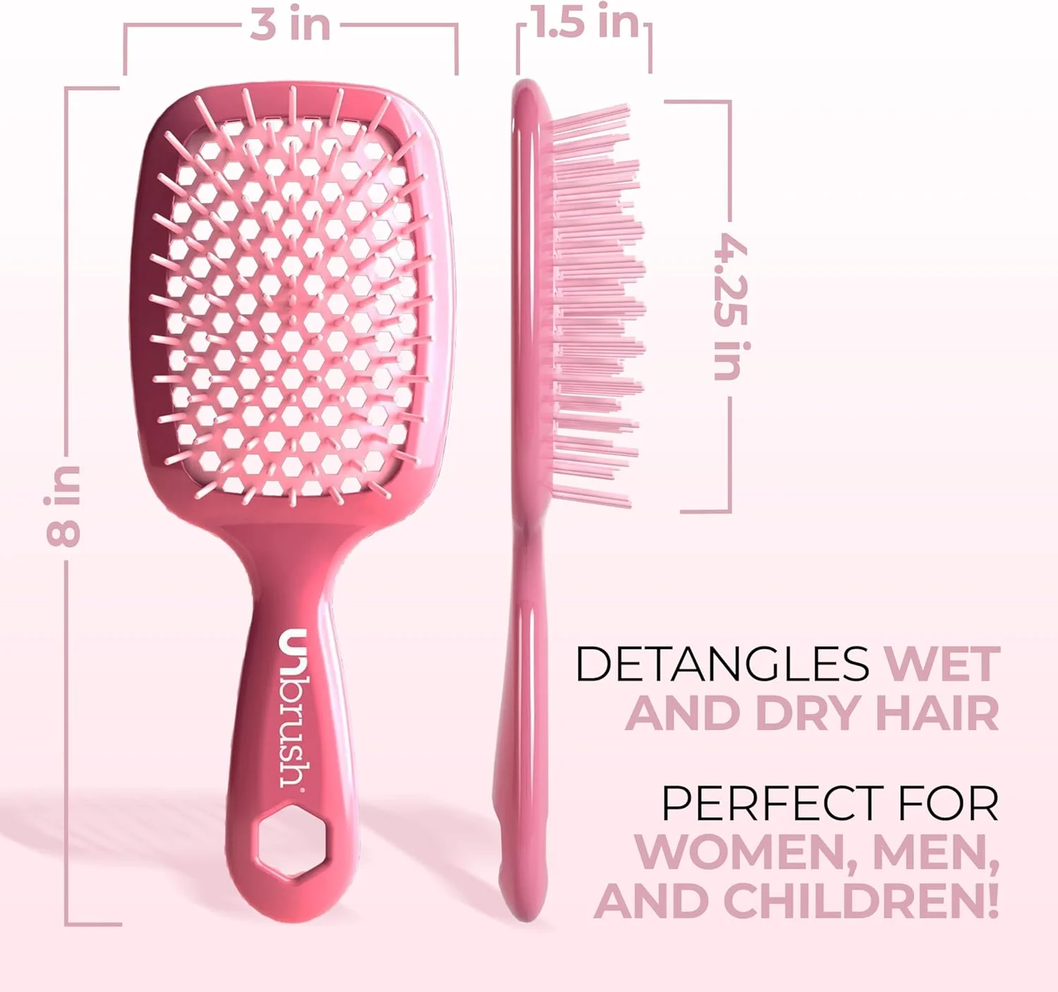 برس موی باز کننده گره خیس و خشک FHI HEAT UNbrush، صورتی تیره رز