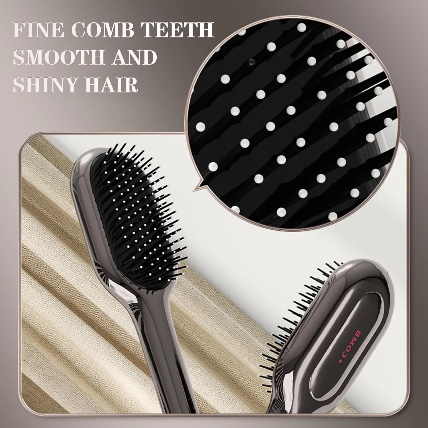 برس مو کوسن دار DMG TECH - شانه ماساژ و باز کننده گره با پنجه های تمیز کننده مخفی، برس پارویی ضد الکتریسیته ساکن برای زنان و مردان، کاهش شکستگی و خشک کردن سریعتر مو - مشط وسادة هوائیة