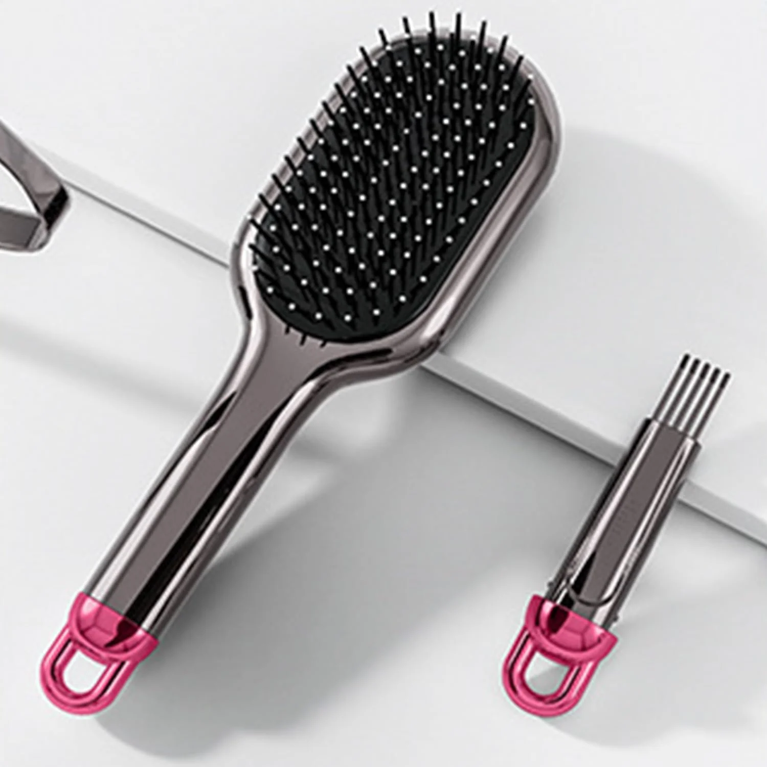 برس مو کوسن دار DMG TECH - شانه ماساژ و باز کننده گره با پنجه های تمیز کننده مخفی، برس پارویی ضد الکتریسیته ساکن برای زنان و مردان، کاهش شکستگی و خشک کردن سریعتر مو - مشط وسادة هوائیة