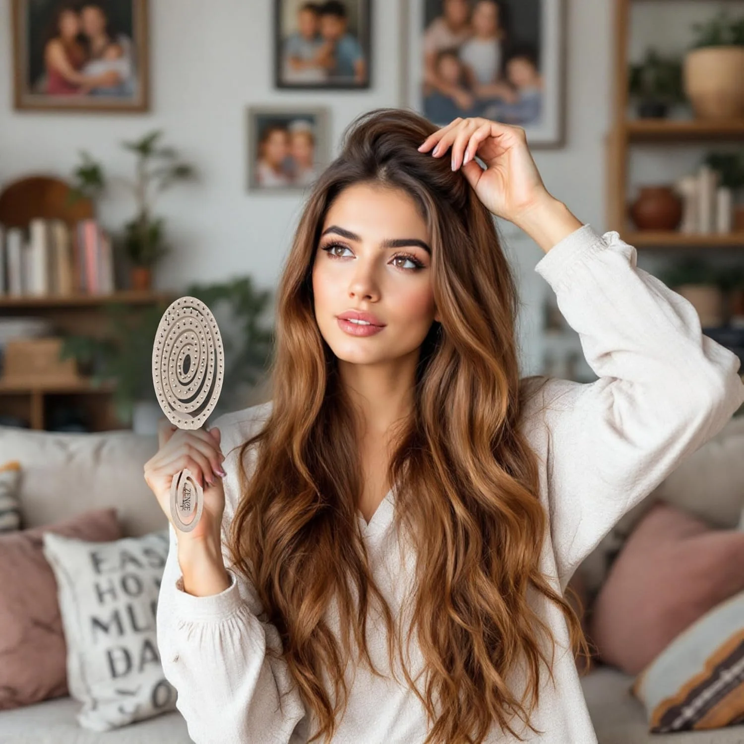 برس موی گره باز کن سازگار با محیط زیست برای زنان، مردان و کودکان - شانه موی ملایم و بدون گره برای موهای فر، صاف و خیس - بژ