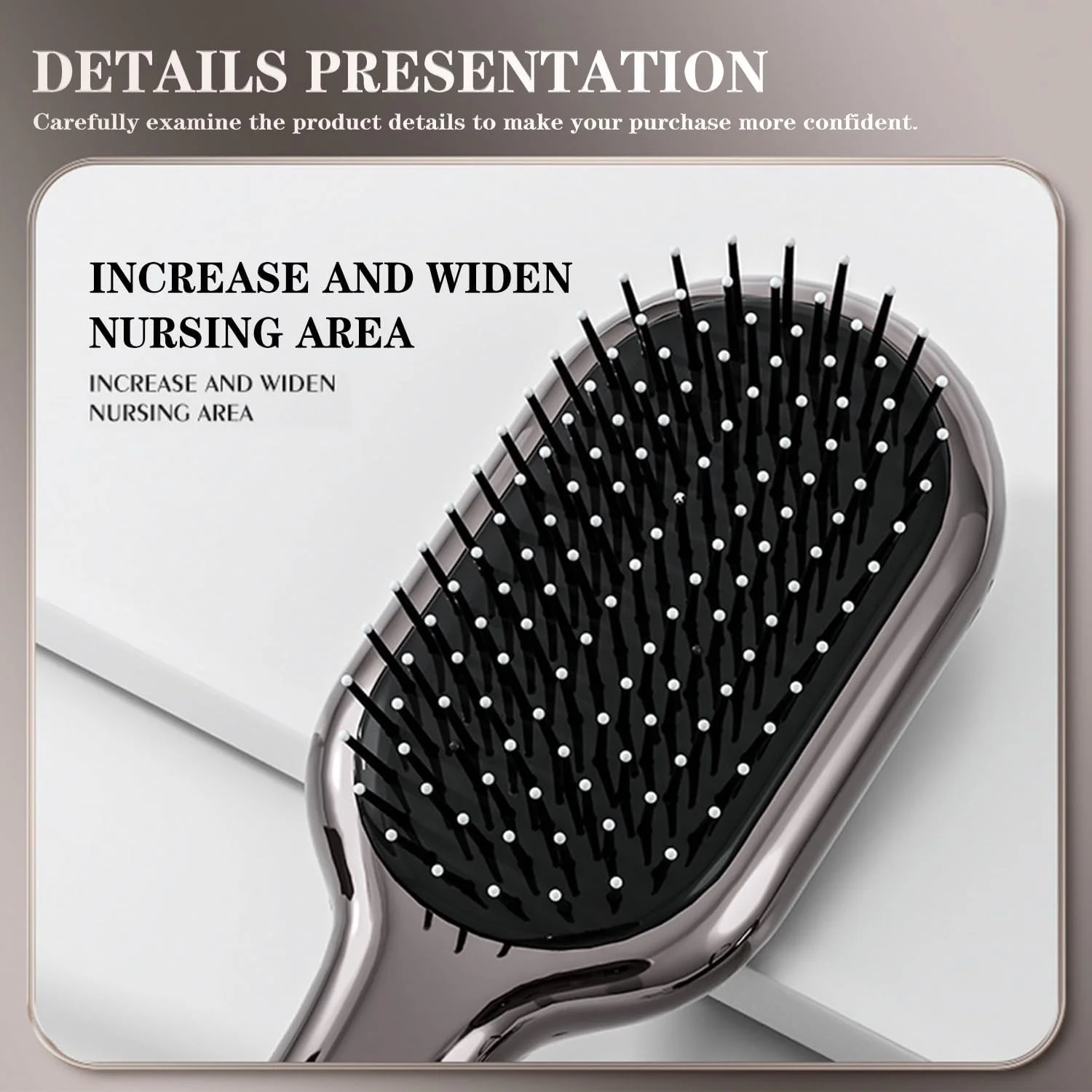 برس مو کوسن دار DMG TECH - شانه ماساژ و باز کننده گره با پنجه های تمیز کننده مخفی، برس پارویی ضد الکتریسیته ساکن برای زنان و مردان، کاهش شکستگی و خشک کردن سریعتر مو - مشط وسادة هوائیة