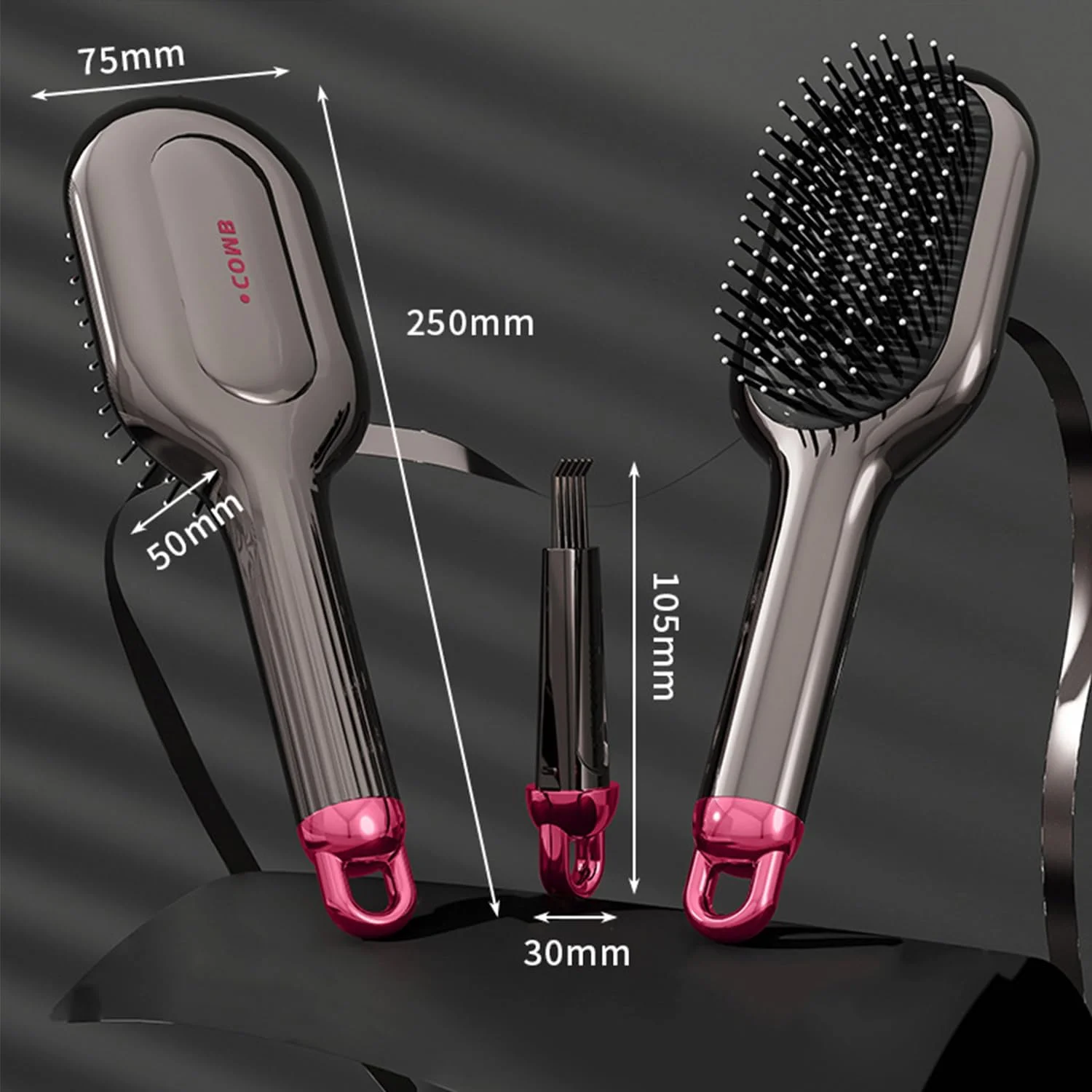 برس مو کوسن دار DMG TECH - شانه ماساژ و باز کننده گره با پنجه های تمیز کننده مخفی، برس پارویی ضد الکتریسیته ساکن برای زنان و مردان، کاهش شکستگی و خشک کردن سریعتر مو - مشط وسادة هوائیة