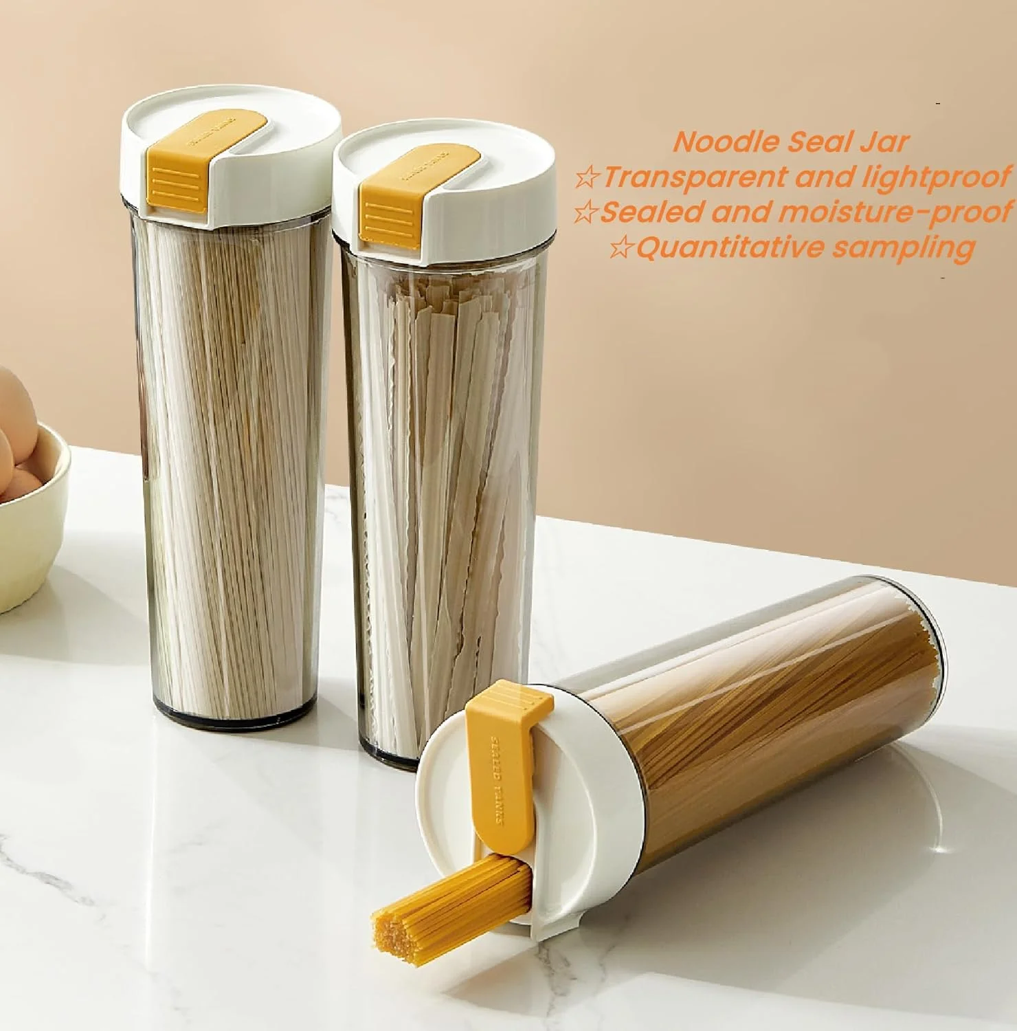 RROAD Pasta Airtight Food Storage Containers Jars With Lids, BPA Free Spaghetti Storage Box with Lid for Cookie Flour Cereal Coffee Beans Kitchen Pantry