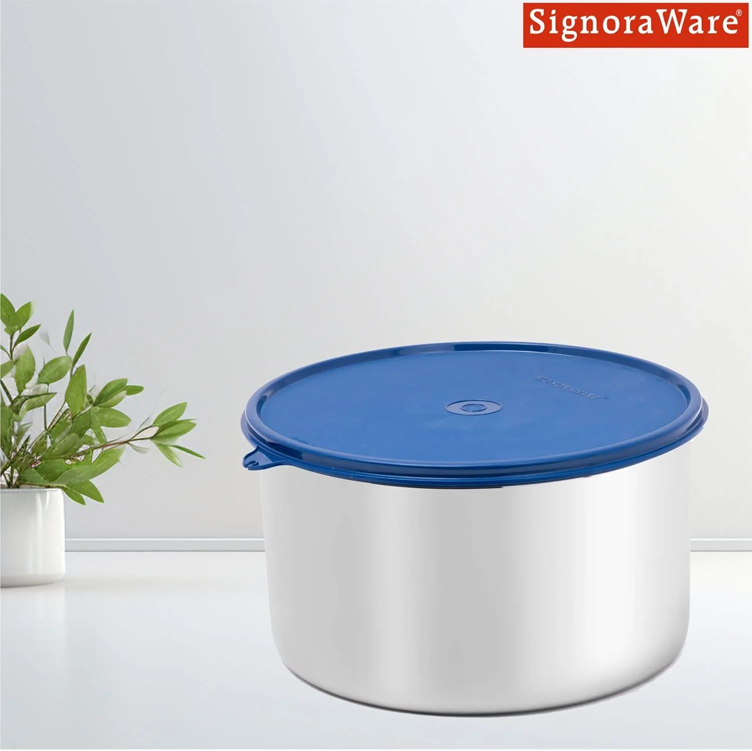 SignoraWare Storewell Stainless Steel, Jumbo Storage Round Container, 3ltr|Air tight|Food grade|Pantry & freezer storage|For Daal, Suji, Besan,wafers|Stackable|Space saving|(Color May Vary)