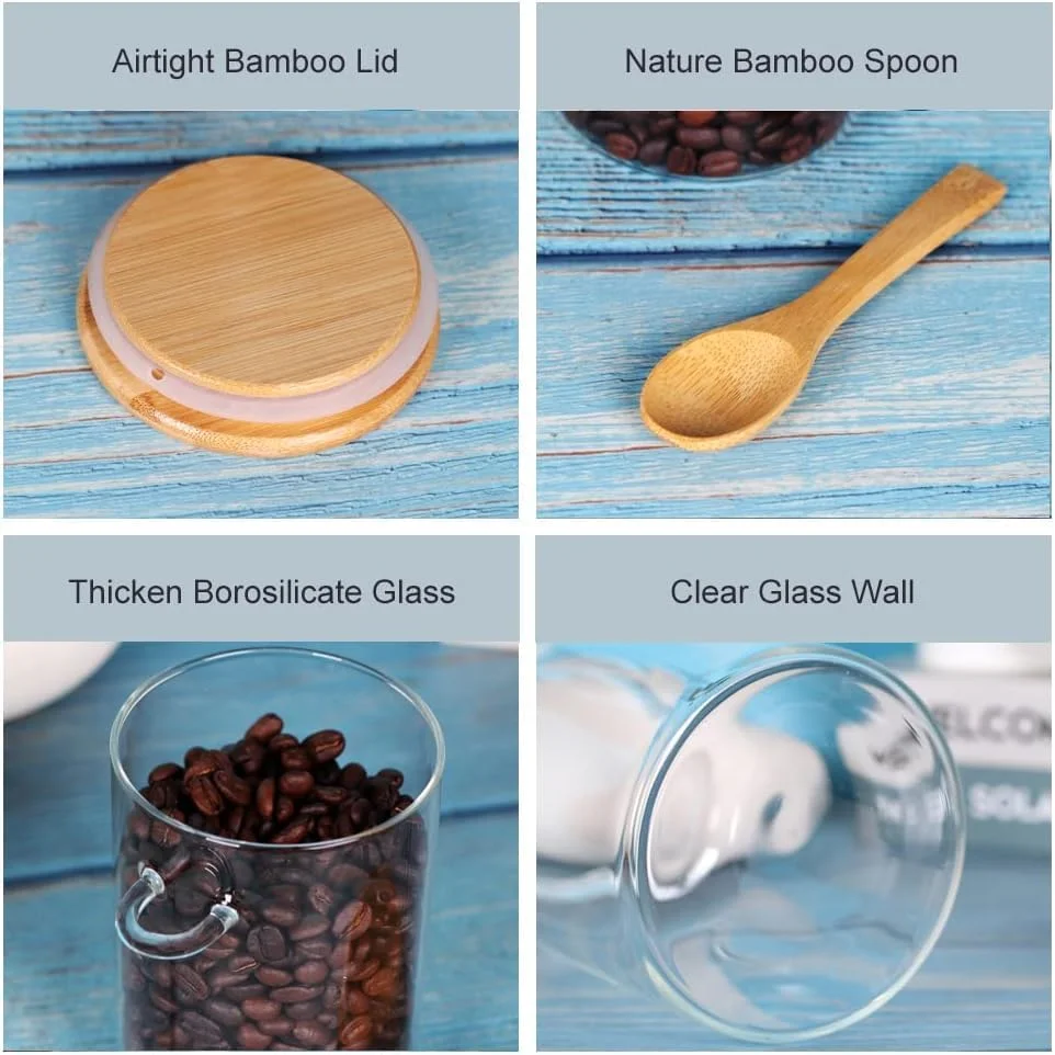 SKY-TOUCH 3Pcs Glass Jars with Bamboo Lids & Spoons : 550ml Airtight Glass Spice Jars Clear Sugar Container Food Storage Containers for Coffee Beans Spice Sugar Tea Nuts Candy Salts SKY-TOUCH 3Pcs Glass Jars with Bamboo Lids & Spoons : 550ml Airtight Glass Spice Jars Clear Sugar Container Food Storage Containers for Coffee Beans Spice Sugar Tea Nuts Candy Salts