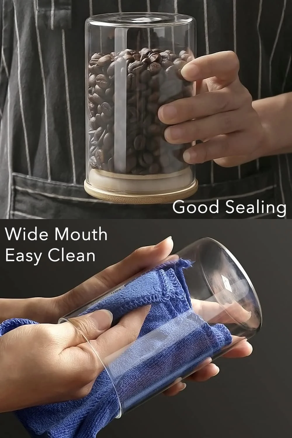 SKY-TOUCH 3Pcs Glass Jars with Bamboo Lids & Spoons : 550ml Airtight Glass Spice Jars Clear Sugar Container Food Storage Containers for Coffee Beans Spice Sugar Tea Nuts Candy Salts SKY-TOUCH 3Pcs Glass Jars with Bamboo Lids & Spoons : 550ml Airtight Glass Spice Jars Clear Sugar Container Food Storage Containers for Coffee Beans Spice Sugar Tea Nuts Candy Salts