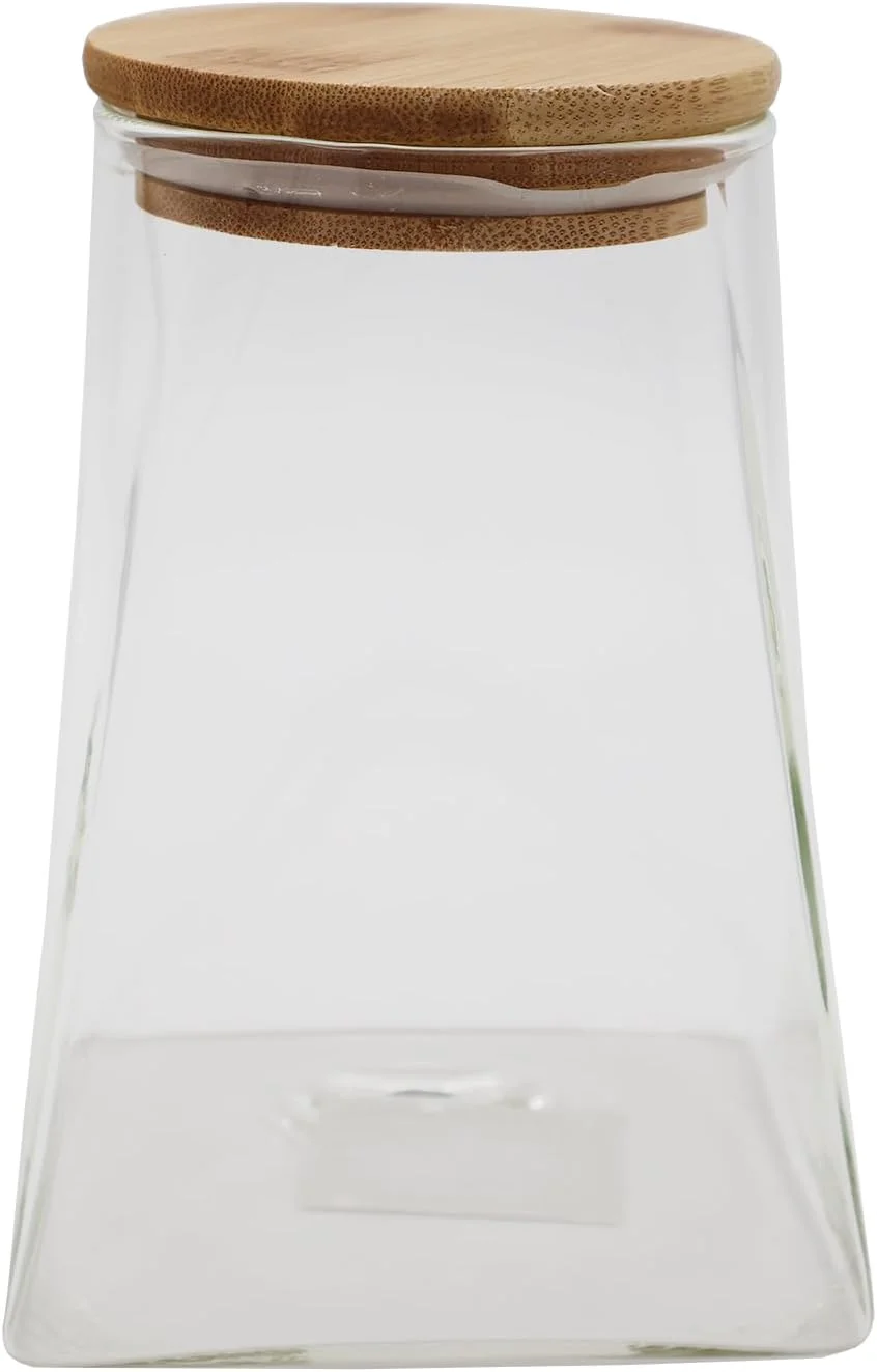 Ideal Pack 750 ml Rectangular Glass Jar with Wooden Lid | Airtight, Eco-Friendly Storage for Pantry, Coffee, Snacks, and Dry Goods | Modern, Space-Saving Design