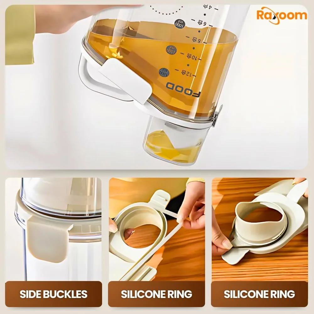 ست 3 تکه ظروف نگهداری غلات راکسوم | ظرف نگهداری مواد غذایی درب دار | سازمان دهنده آشپزخانه دسته دار + پیمانه اندازه گیری | ظرف برنج پلاستیکی بدون BPA | ست 3 سایز برای نگهداری و سازماندهی منزل