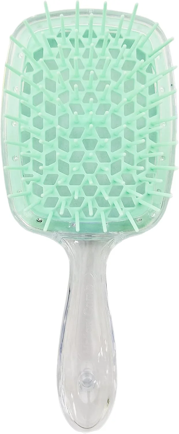 برس موی ضد گره BananaHome، برس موی ضد الکتریسیته ساکن، شانه فر کننده ماساژ توخالی برای موهای طبیعی فر، خیس، خشک، ضخیم، صاف و بلند (سبز شفاف)