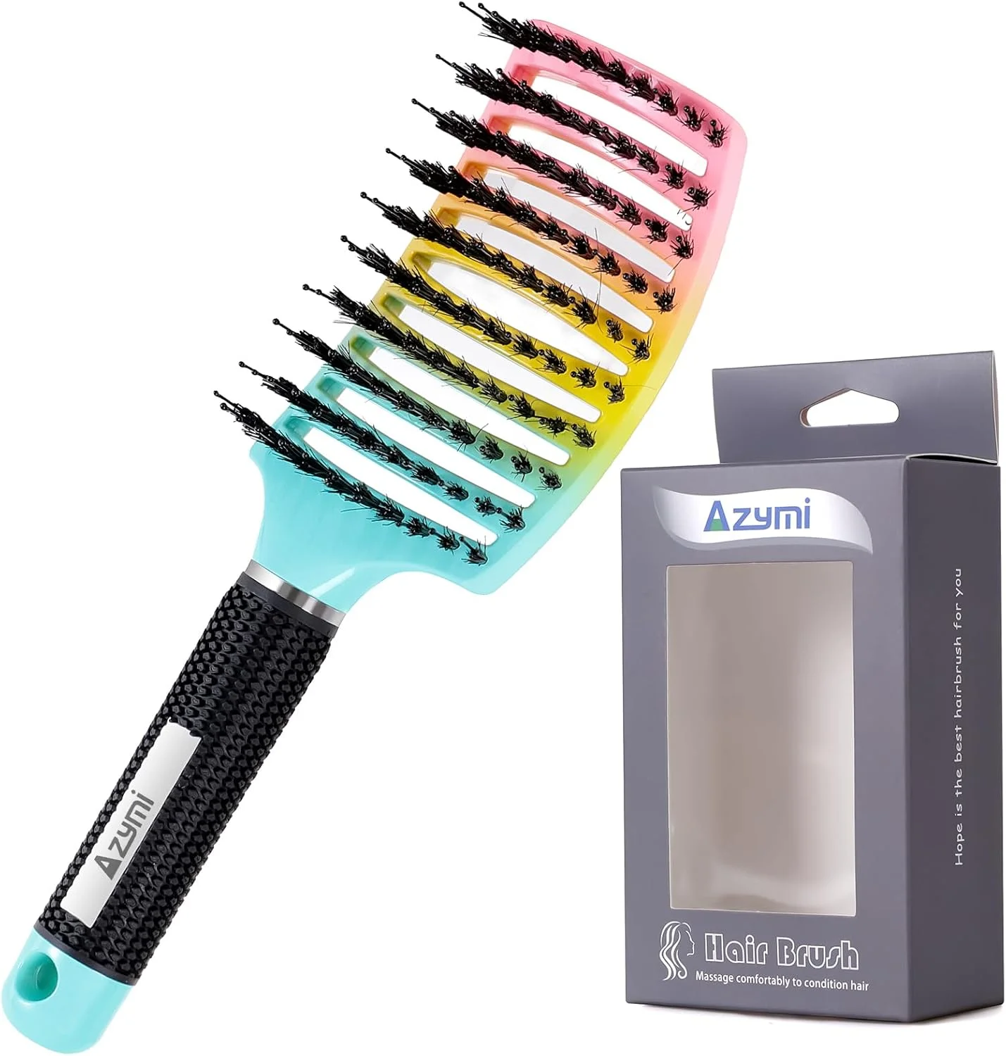 برس موی باز کننده گره Azymi، برس مو با موهای برس دار، سر خمیده منفذ دار، شانه ماساژ پوست سر برای زنان، مردان، کودکان و موهای خیس، خشک و موهای بلند، ضخیم، مجعد و صاف