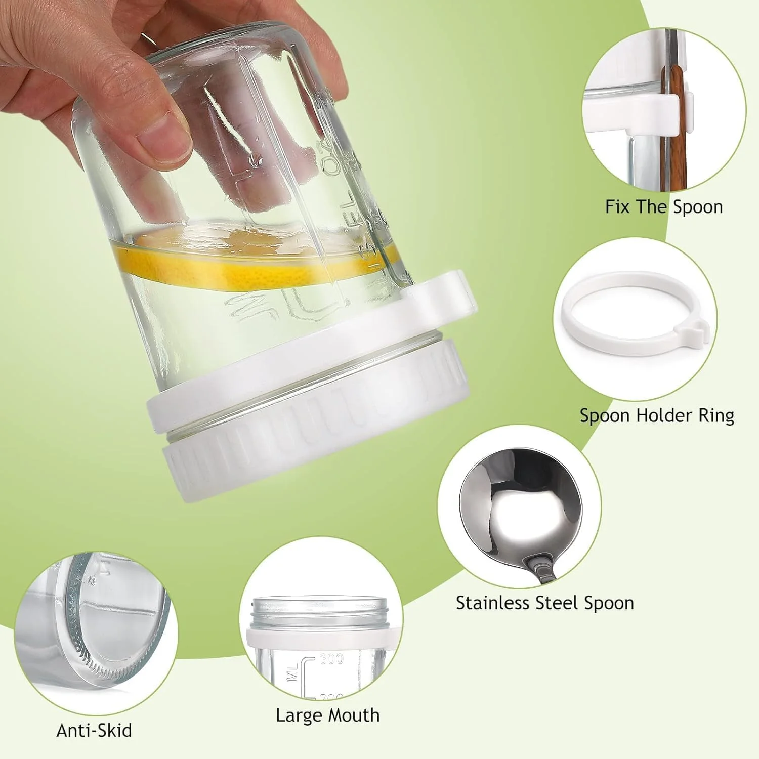 ظروف جو دوسر شبانه Premify بسته 6 عددی با درب و قاشق (3 سفید، 3 خاکستری، 350 میلی لیتر) - ظروف شیشه ای قابل استفاده مجدد با علامت های اندازه گیری برای صبحانه، بلغور جو دوسر، شیر، غلات، نگهداری میوه ظروف جو دوسر شبانه Premify بسته 6 عددی با درب و قاشق (3 سفید، 3 خاکستری، 350 میلی لیتر) - ظروف شیشه ای قابل استفاده مجدد با علامت های اندازه گیری برای صبحانه، بلغور جو دوسر، شیر، غلات، نگهداری میوه