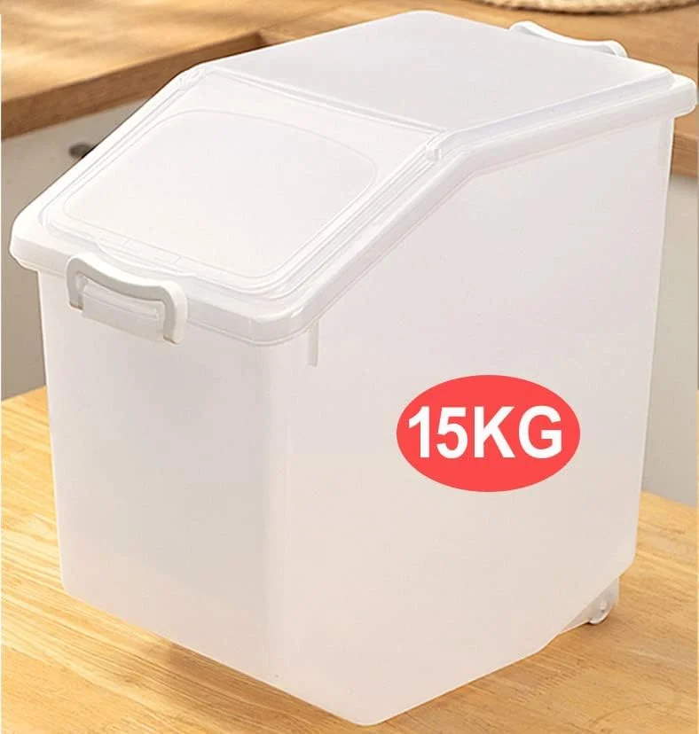ظرف نگهداری برنج Premify با ظرفیت 15 کیلوگرم - ظرف نگهداری مواد غذایی درب دار، جعبه بزرگ نگهداری غلات پلاستیکی بدون BPA، ظرف چند منظوره آشپزخانه با پیمانه اندازه گیری ظرف نگهداری برنج Premify با ظرفیت 15 کیلوگرم - ظرف نگهداری مواد غذایی درب دار، جعبه بزرگ نگهداری غلات پلاستیکی بدون BPA، ظرف چند منظوره آشپزخانه با پیمانه اندازه گیری