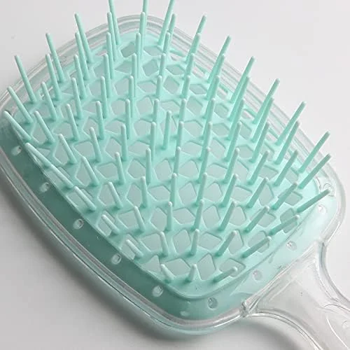 برس موی ضد گره BananaHome، برس موی ضد الکتریسیته ساکن، شانه فر کننده ماساژ توخالی برای موهای طبیعی فر، خیس، خشک، ضخیم، صاف و بلند (سبز شفاف)