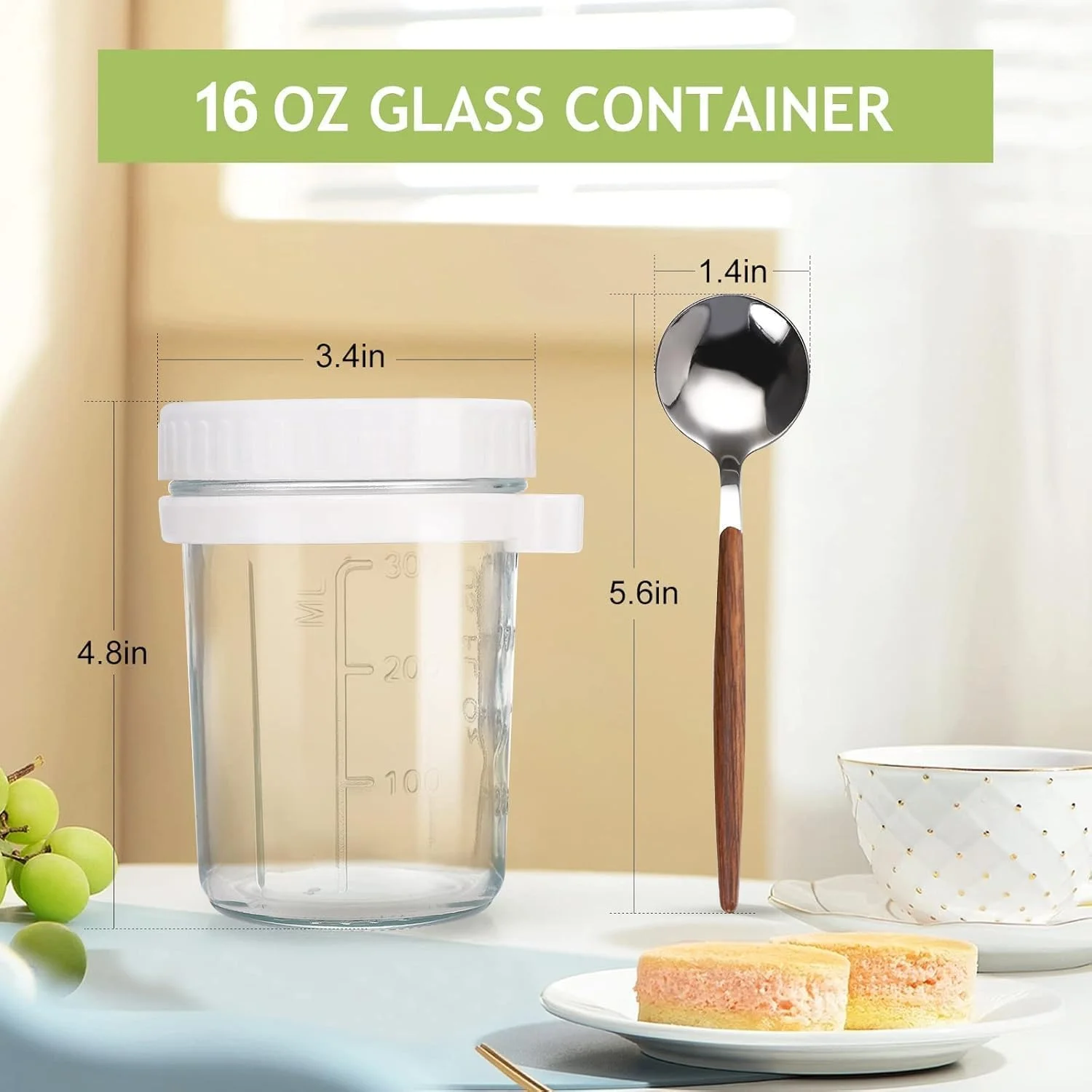 ظروف جو دوسر شبانه Premify بسته 6 عددی با درب و قاشق (3 سفید، 3 خاکستری، 350 میلی لیتر) - ظروف شیشه ای قابل استفاده مجدد با علامت های اندازه گیری برای صبحانه، بلغور جو دوسر، شیر، غلات، نگهداری میوه ظروف جو دوسر شبانه Premify بسته 6 عددی با درب و قاشق (3 سفید، 3 خاکستری، 350 میلی لیتر) - ظروف شیشه ای قابل استفاده مجدد با علامت های اندازه گیری برای صبحانه، بلغور جو دوسر، شیر، غلات، نگهداری میوه