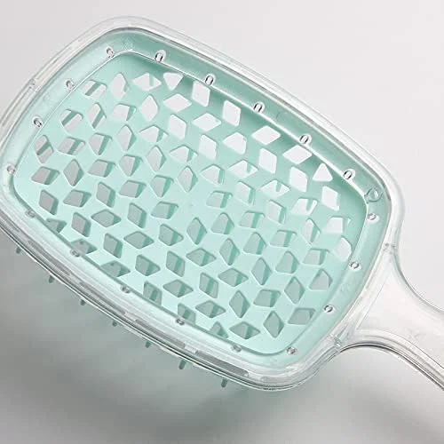 برس موی ضد گره BananaHome، برس موی ضد الکتریسیته ساکن، شانه فر کننده ماساژ توخالی برای موهای طبیعی فر، خیس، خشک، ضخیم، صاف و بلند (سبز شفاف)