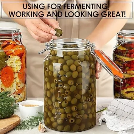 ست 2 عددی ظروف شیشه ای درب کلیپسی Premify، ظروف شیشه ای 4 و 5 لیتری به همراه برچسب، قلم و واشر، برای نگهداری مواد غذایی در آشپزخانه، عمل آوری، تخمیر و حفظ مواد ست 2 عددی ظروف شیشه ای درب کلیپسی Premify، ظروف شیشه ای 4 و 5 لیتری به همراه برچسب، قلم و واشر، برای نگهداری مواد غذایی در آشپزخانه، عمل آوری، تخمیر و حفظ مواد