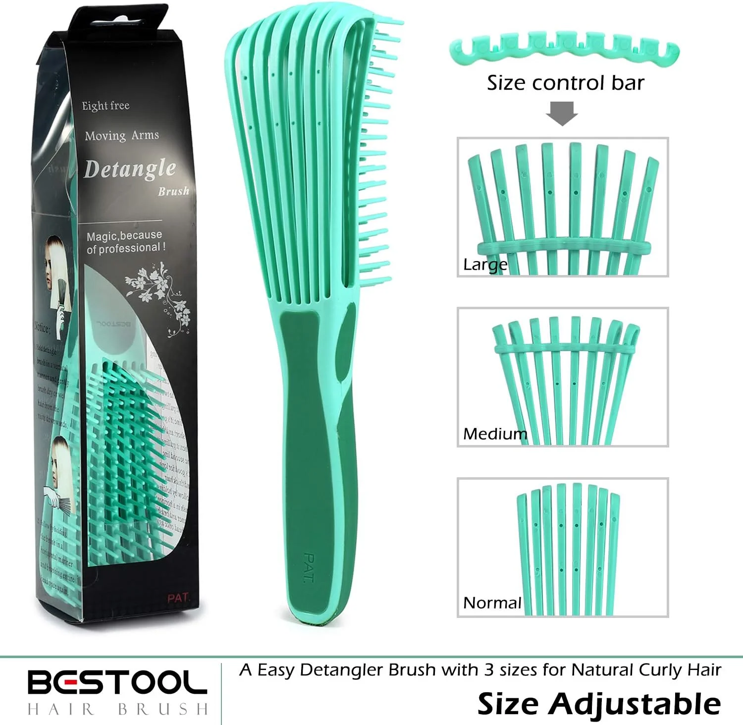 برس مو BESTOOL، برس گره باز کن برای موهای مشکی طبیعی، برس گره باز کن برای موهای فر آفریقایی 3/4abc، ایده آل برای موهای خیس یا خشک (سبز) برس مو BESTOOL، برس گره باز کن برای موهای مشکی طبیعی، برس گره باز کن برای موهای فر آفریقایی 3/4abc، ایده آل برای موهای خیس یا خشک (سبز)