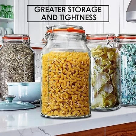 ست 2 عددی ظروف شیشه ای درب کلیپسی Premify، ظروف شیشه ای 4 و 5 لیتری به همراه برچسب، قلم و واشر، برای نگهداری مواد غذایی در آشپزخانه، عمل آوری، تخمیر و حفظ مواد ست 2 عددی ظروف شیشه ای درب کلیپسی Premify، ظروف شیشه ای 4 و 5 لیتری به همراه برچسب، قلم و واشر، برای نگهداری مواد غذایی در آشپزخانه، عمل آوری، تخمیر و حفظ مواد