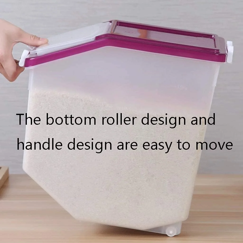 ظرف نگهداری برنج Premify با ظرفیت 15 کیلوگرم - ظرف نگهداری مواد غذایی درب دار، جعبه بزرگ نگهداری غلات پلاستیکی بدون BPA، ظرف چند منظوره آشپزخانه با پیمانه اندازه گیری ظرف نگهداری برنج Premify با ظرفیت 15 کیلوگرم - ظرف نگهداری مواد غذایی درب دار، جعبه بزرگ نگهداری غلات پلاستیکی بدون BPA، ظرف چند منظوره آشپزخانه با پیمانه اندازه گیری