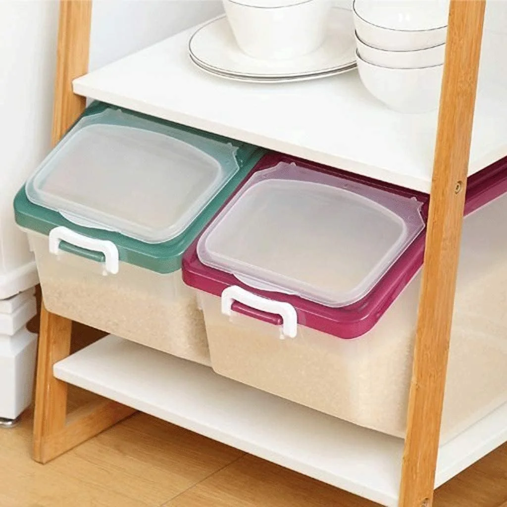 ظرف نگهداری برنج Premify با ظرفیت 15 کیلوگرم - ظرف نگهداری مواد غذایی درب دار، جعبه بزرگ نگهداری غلات پلاستیکی بدون BPA، ظرف چند منظوره آشپزخانه با پیمانه اندازه گیری ظرف نگهداری برنج Premify با ظرفیت 15 کیلوگرم - ظرف نگهداری مواد غذایی درب دار، جعبه بزرگ نگهداری غلات پلاستیکی بدون BPA، ظرف چند منظوره آشپزخانه با پیمانه اندازه گیری