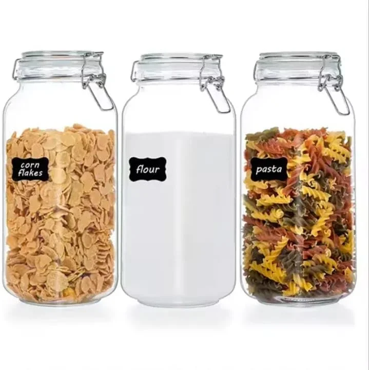 ست 3 عددی شیشه های مربعی بزرگ پریمایفای با درب گیره ای – ظرفیت 2300 میلی لیتر، مناسب برای نگهداری مواد غذایی، سازماندهی آشپزخانه و انبار، ایده آل برای شکر، آرد، غلات، کلوچه و غیره، همراه با برچسب ست 3 عددی شیشه های مربعی بزرگ پریمایفای با درب گیره ای – ظرفیت 2300 میلی لیتر، مناسب برای نگهداری مواد غذایی، سازماندهی آشپزخانه و انبار، ایده آل برای شکر، آرد، غلات، کلوچه و غیره، همراه با برچسب