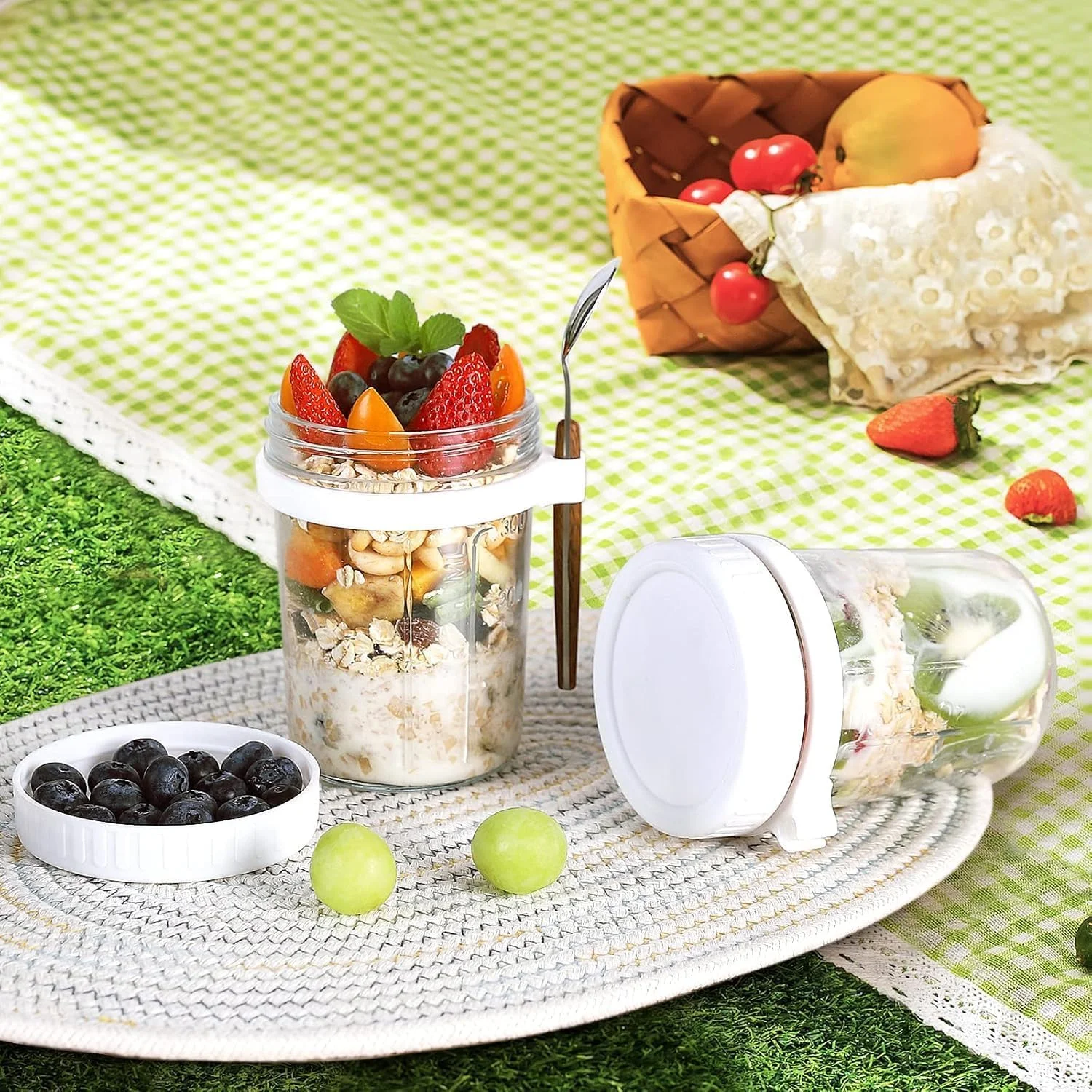 ظروف جو دوسر شبانه Premify بسته 6 عددی با درب و قاشق (3 سفید، 3 خاکستری، 350 میلی لیتر) - ظروف شیشه ای قابل استفاده مجدد با علامت های اندازه گیری برای صبحانه، بلغور جو دوسر، شیر، غلات، نگهداری میوه ظروف جو دوسر شبانه Premify بسته 6 عددی با درب و قاشق (3 سفید، 3 خاکستری، 350 میلی لیتر) - ظروف شیشه ای قابل استفاده مجدد با علامت های اندازه گیری برای صبحانه، بلغور جو دوسر، شیر، غلات، نگهداری میوه