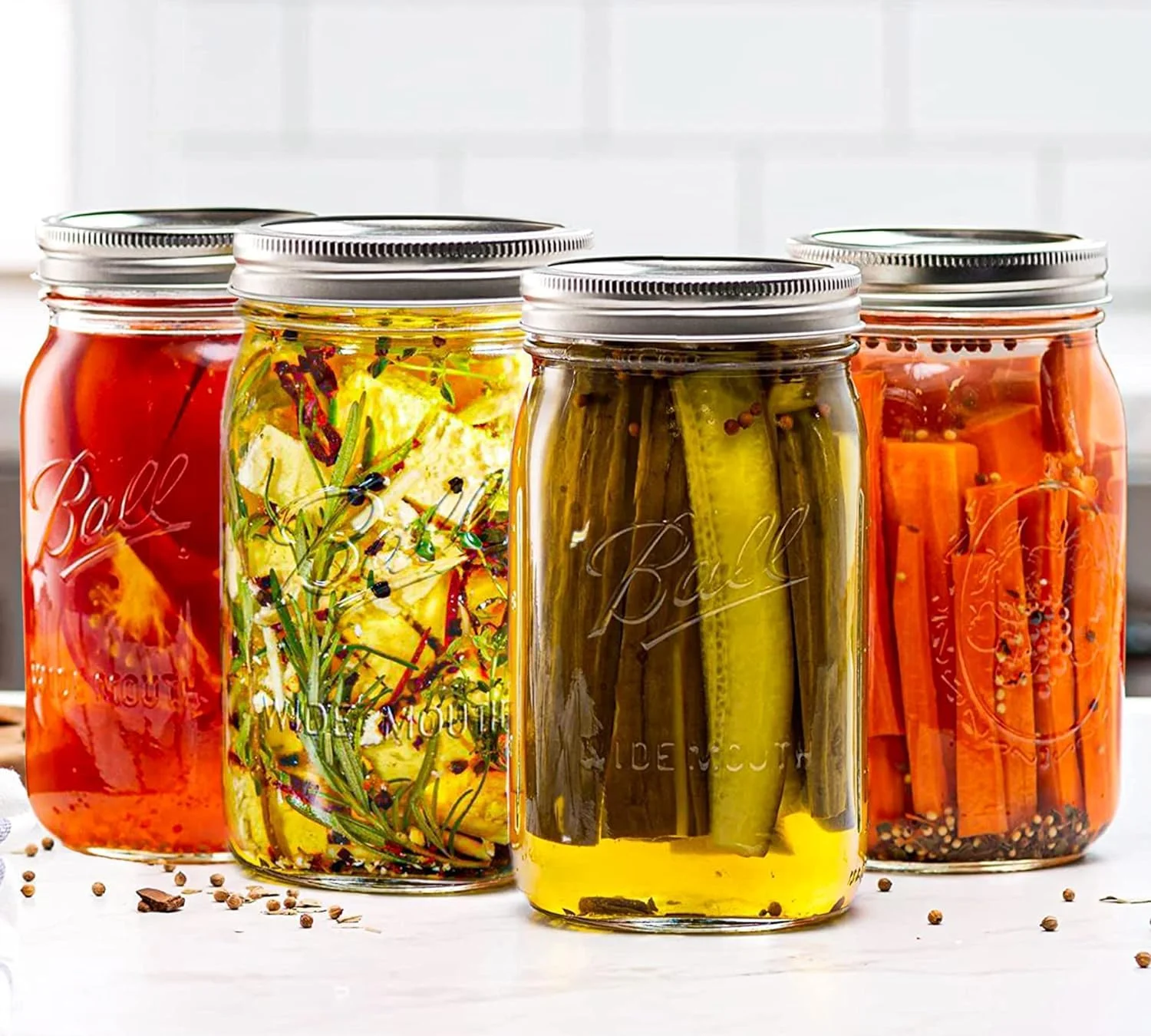 پرمیفی، ست 4 عددی شیشه های دهان گشاد 946 میلی لیتری با درب های محکم - شیشه های بزرگ دهان گشاد برای نگهداری مواد غذایی، ترشی، تخمیر و نگهداری - ظروف شیشه ای شفاف برای سازماندهی آشپزخانه پرمیفی، ست 4 عددی شیشه های دهان گشاد 946 میلی لیتری با درب های محکم - شیشه های بزرگ دهان گشاد برای نگهداری مواد غذایی، ترشی، تخمیر و نگهداری - ظروف شیشه ای شفاف برای سازماندهی آشپزخانه