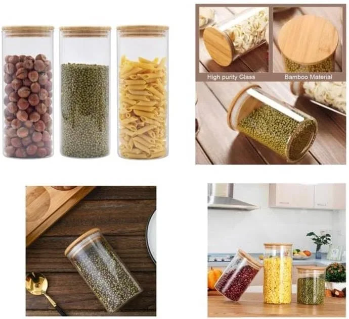 ظروف شیشه ای ذخیره سازی پورتال AE، ظروف شیشه ای نگهداری مواد غذایی، با درب چوبی، ست 3 تکه، ایده آل برای نگهداری غلات، پاستا، شکر، حبوبات، ادویه جات، سازماندهی آشپزخانه. (900 میلی لیتر) ظروف شیشه ای ذخیره سازی پورتال AE، ظروف شیشه ای نگهداری مواد غذایی، با درب چوبی، ست 3 تکه، ایده آل برای نگهداری غلات، پاستا، شکر، حبوبات، ادویه جات، سازماندهی آشپزخانه. (900 میلی لیتر)