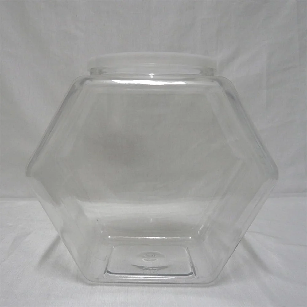 ظرف پلاستیکی دهان گشاد برای آبنبات، ظروف شیرینی قابل استفاده مجدد، ظروف کوکی شش ضلعی برای آشپزخانه، ظروف شش ضلعی درب دار برای مواد غذایی خشک، آبنبات، تنقلات، کوکی ها، صنایع دستی، پودر لباسشویی، غذای سگ، غلاف قهوه (شفاف)