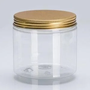 ست 6 عددی بطری/شیشه پلاستیکی شفاف 500 میلی لیتری با درب های طلایی راه راه، ظروف پلاستیکی ضد نشت برای نگهداری، ظروف اسلایم برای آشپزخانه، ادویه، لوازم آرایشی، صنایع دستی DIY