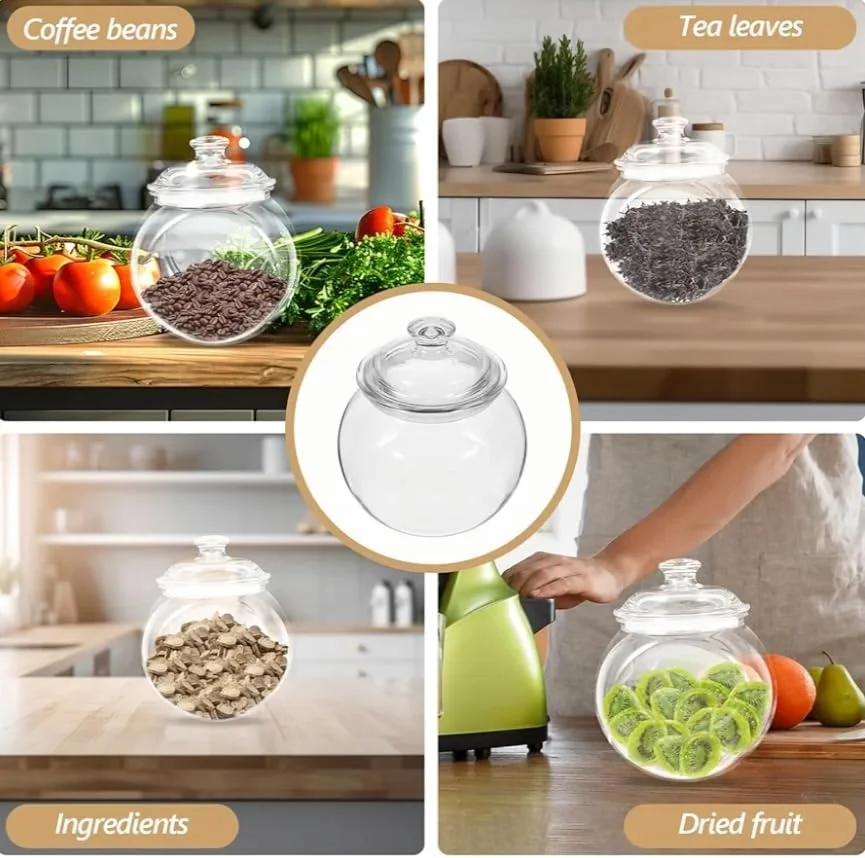 ظرف نگهداری پلاستیکی با درب، ظرف کوکی گرد، شفاف