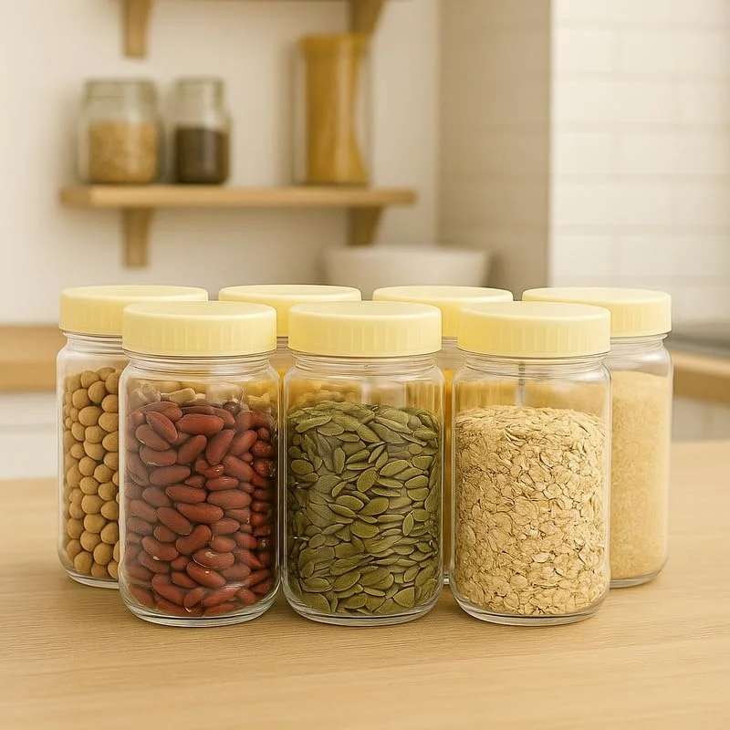 ست 6 عددی ظروف پلاستیکی شفاف فیتو PET با حجم 250 میلی لیتر، مناسب برای نگهداری مواد غذایی در آشپزخانه، انبار و سازماندهی منزل